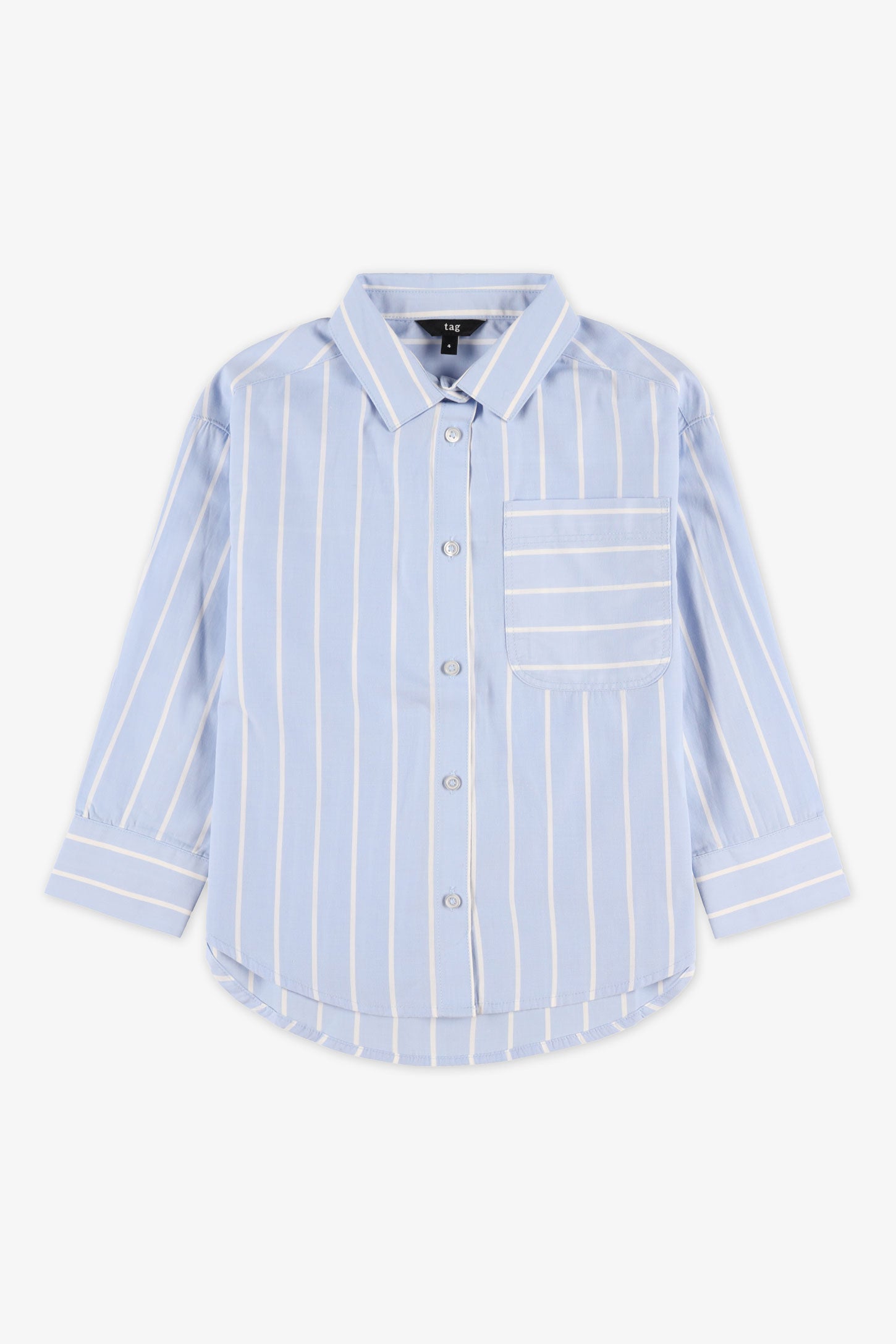 Chemise manches longues coton - Enfant fille && BLEU MULTI