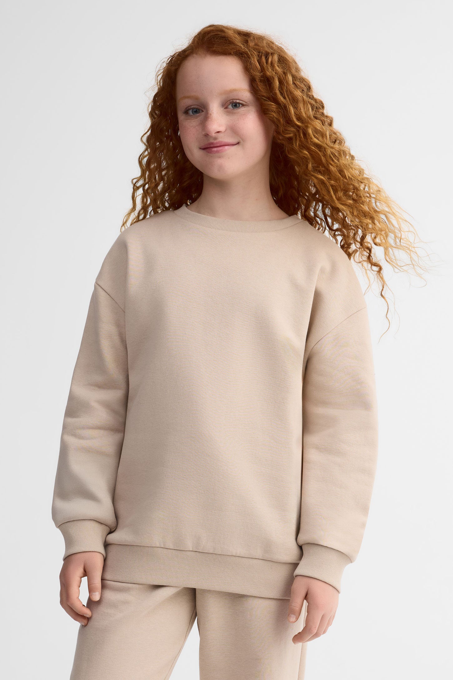 Chandail ouaté ample à manches longues - Ado fille && BEIGE