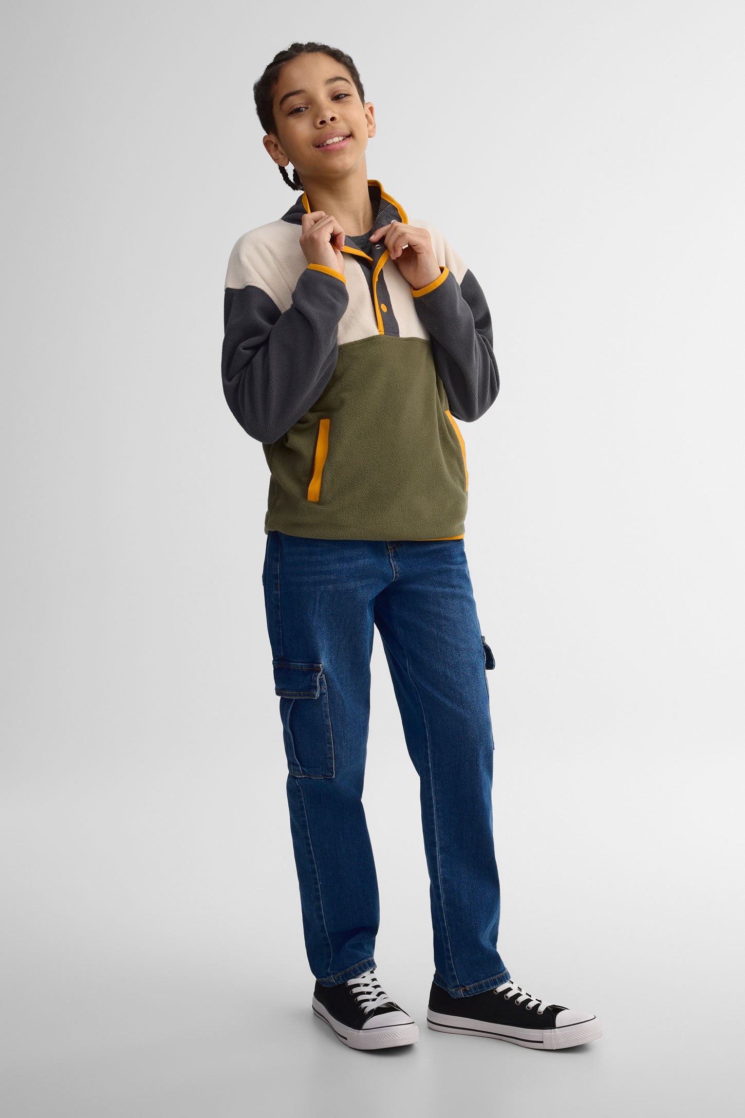 Chandail col montant micropolaire - Ado garçon && BEIGE