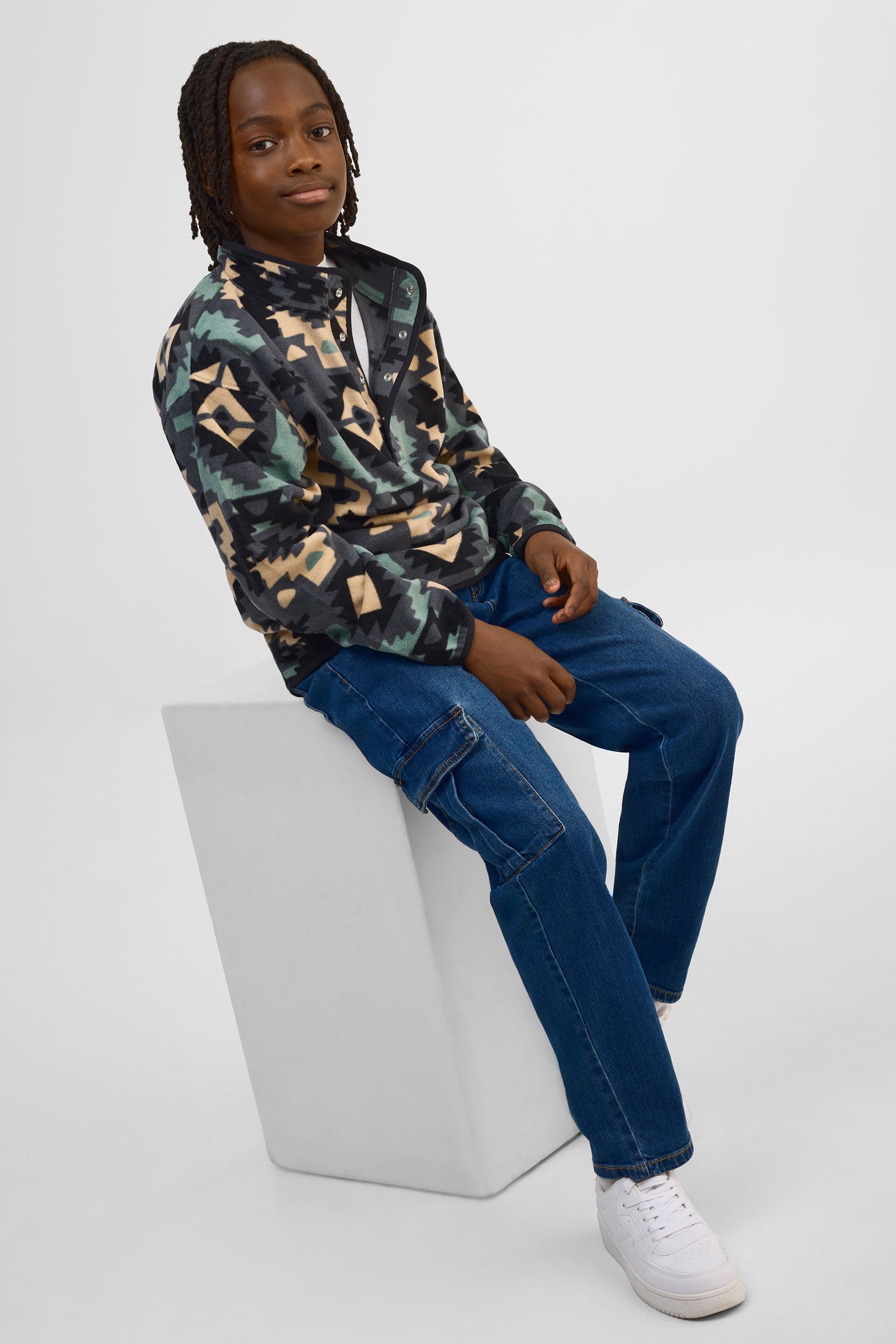 Chandail ouaté color block - Ado garçon && CHARBON/MULTI