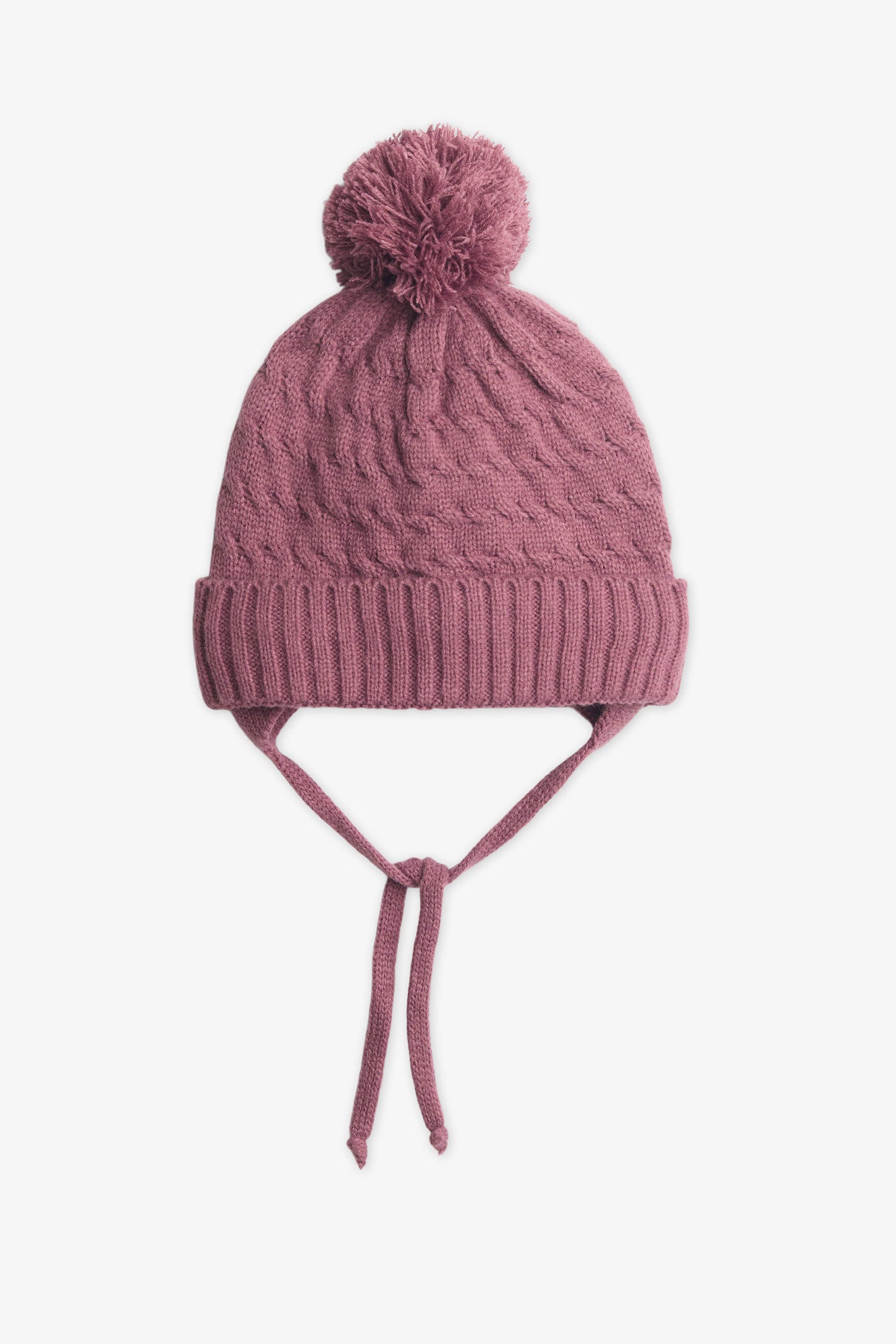 Tuque en tricot avec pompon - Bébé fille && ROUGE VIN