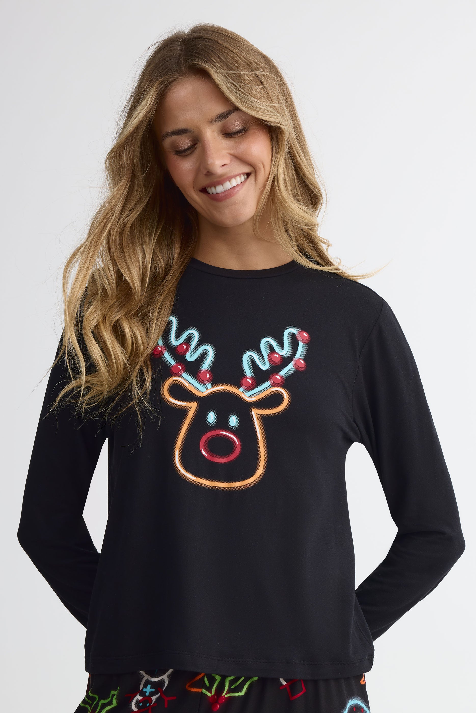 Ensemble pyjama graphique – Femme && NOIR