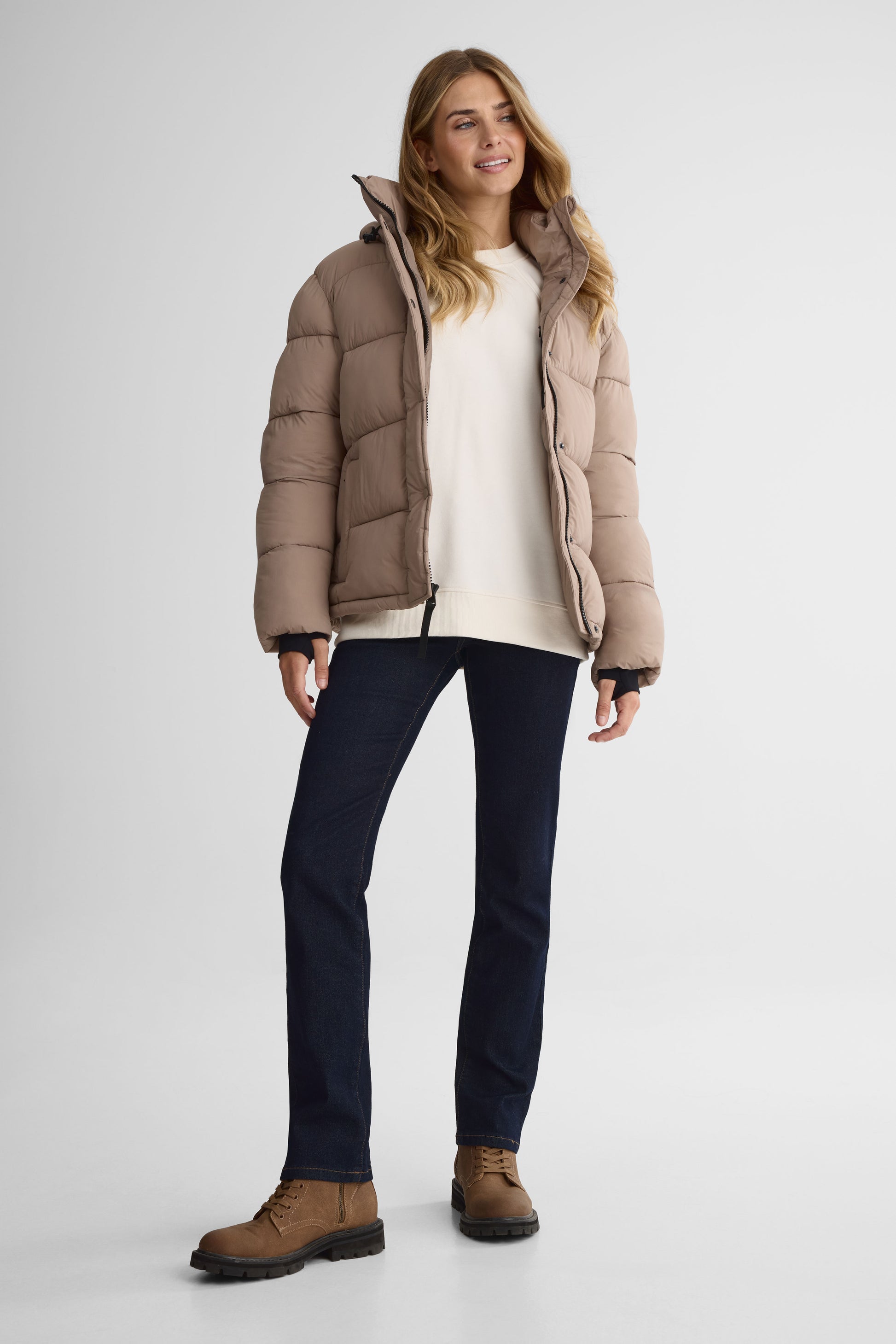 Manteau de ski isolé avec capuchon - Ado garçon && TAUPE