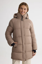 Manteau d'hiver en style puffer mi-long - Femme && TAUPE