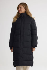 Manteau d'hiver en style puffer long - Femme && NOIR