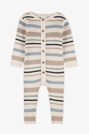 Barboteuse rayée en coton - Bébé garçon && BLANC CASSÉ MIX