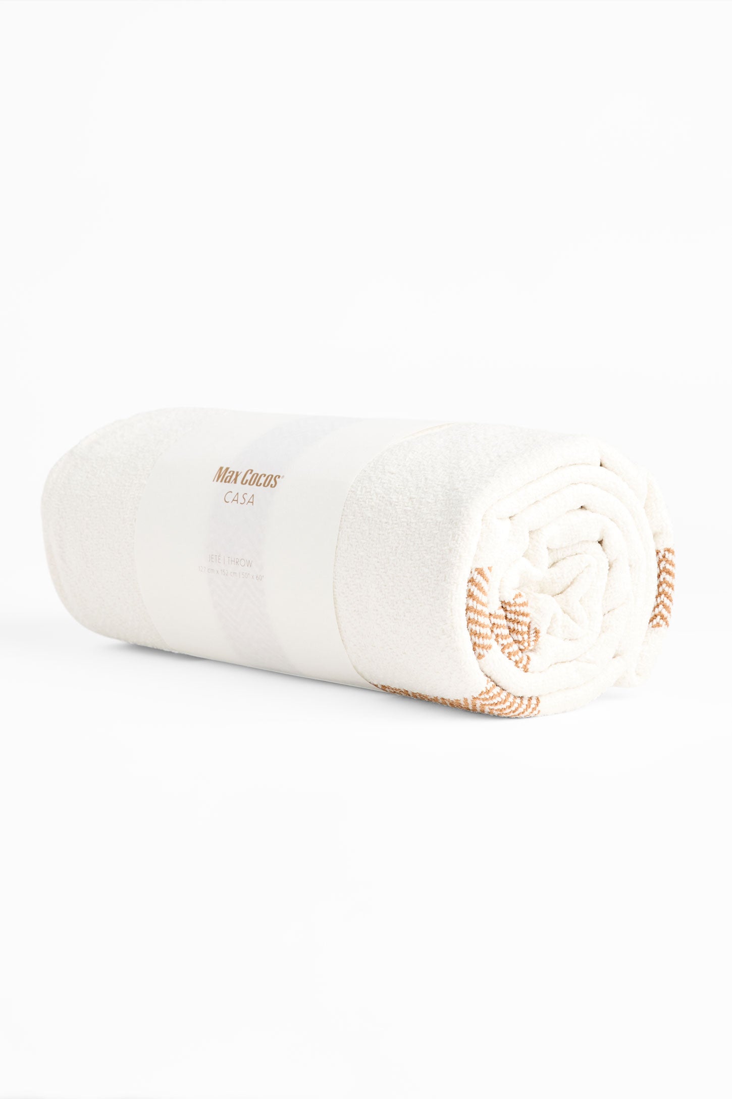 Jeté imprimé carreaux avec frange && BLANC CASSÉ