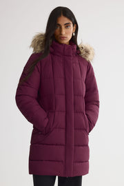 Manteau d'hiver mi-long - Femme && BOURGOGNE