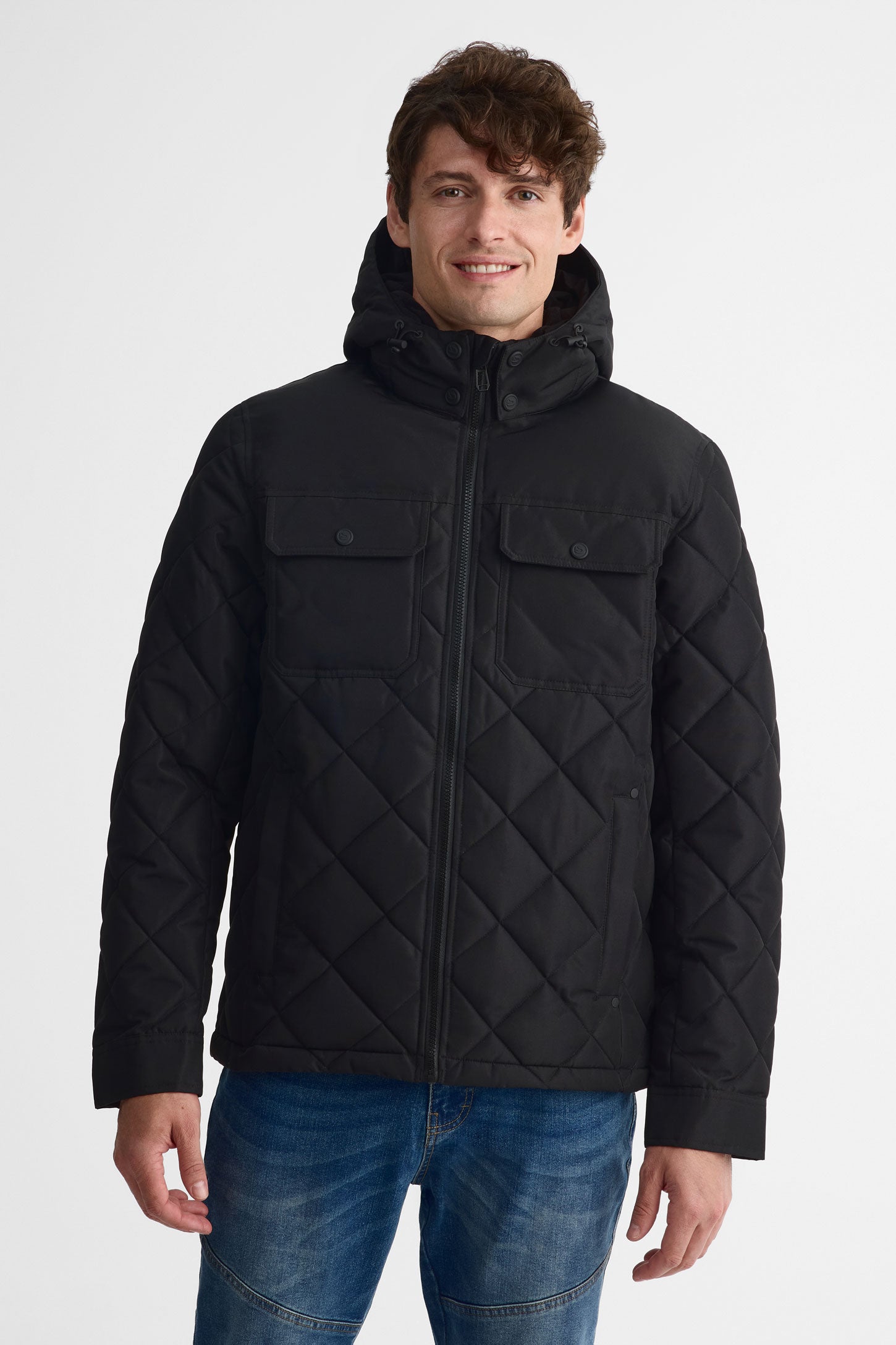 Manteau isolé soft fake down - Homme && NOIR