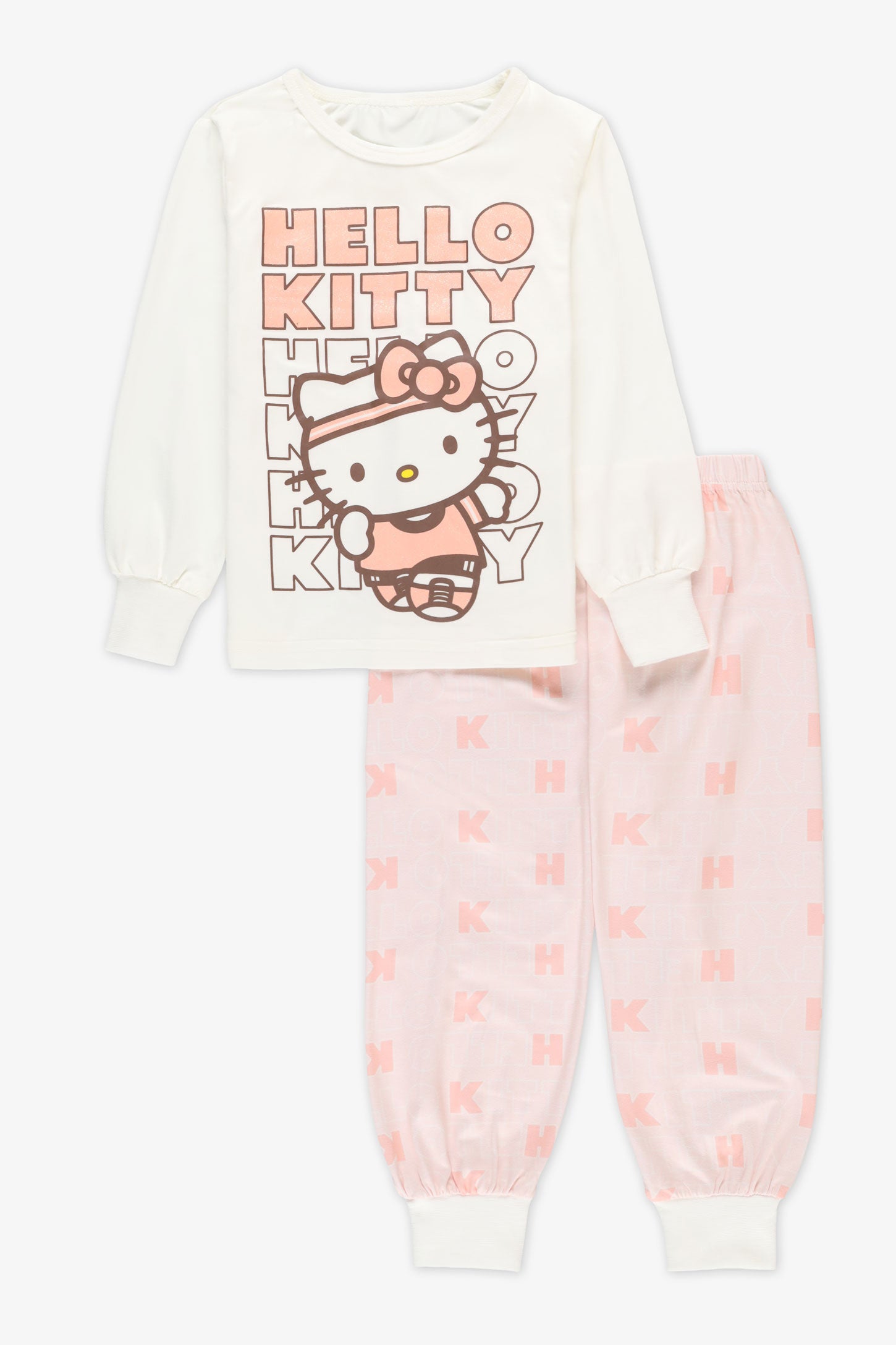 Pyjama Hello Kitty 2 Pièces Manches Longues - Taille 6 Ans, Violet Et Blanc, Coton