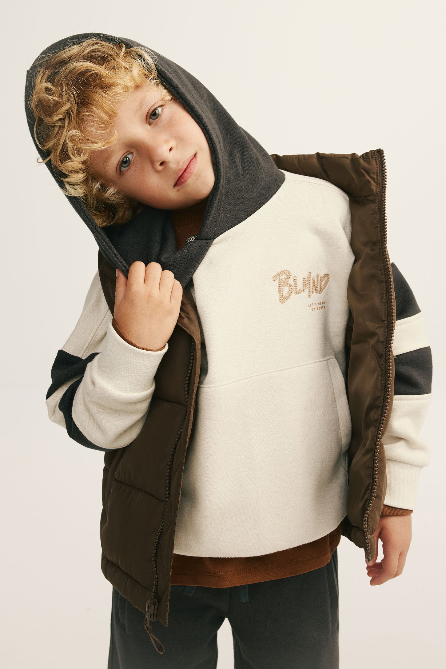 Chandail à capuchon coton ouaté - Enfant garçon && GRIS