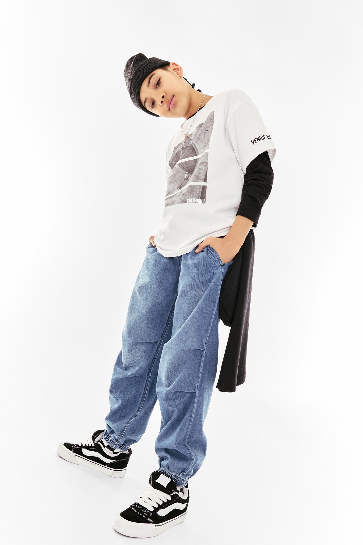 Jeans parachute ''baggy'' - Ado garçon && BLEU