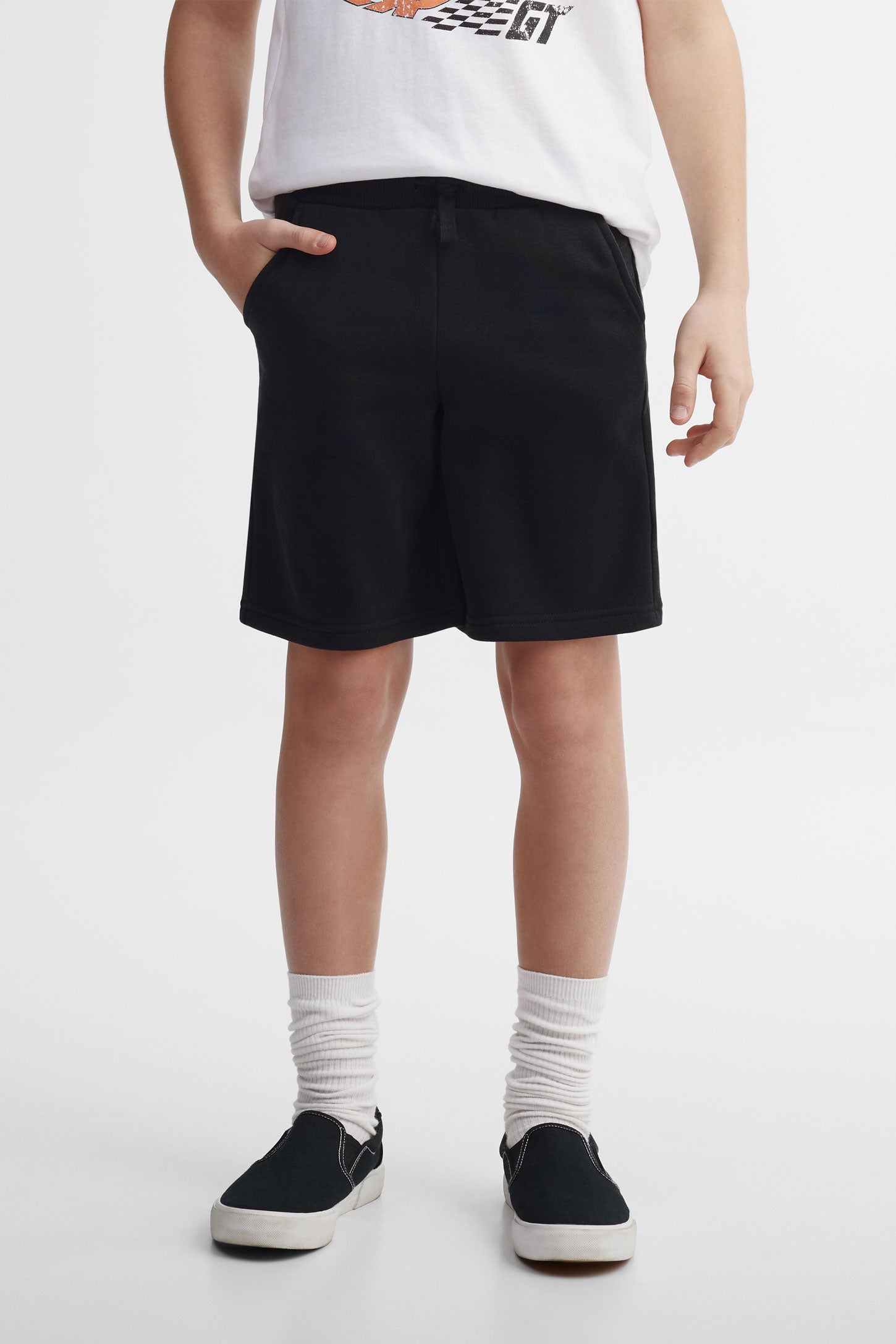 Bermuda en coton ouaté - Ado garçon && NOIR