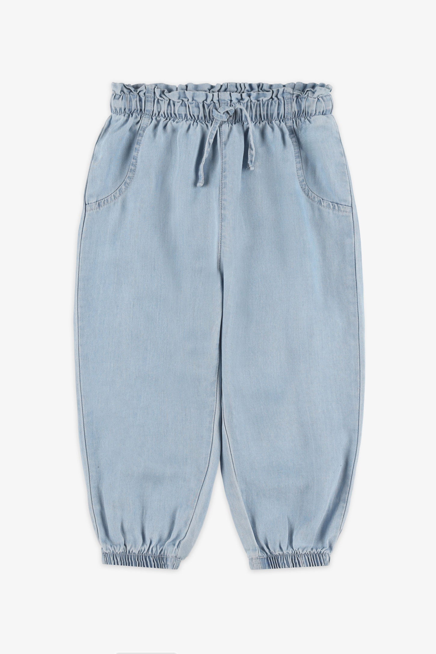 Pantalon ''paperbag'' lyocell, 2T-3T - Bébé fille && BLEU PALE