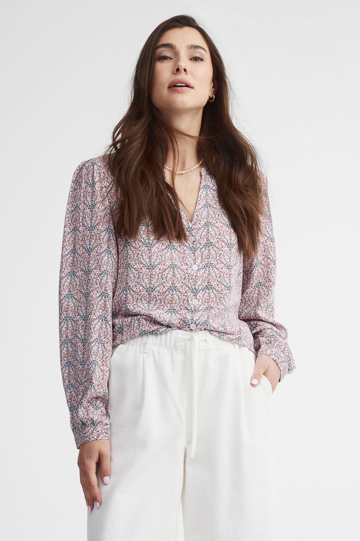 Chemisier crêpe imprimé paisley - Femme && ROUGE/MULTI
