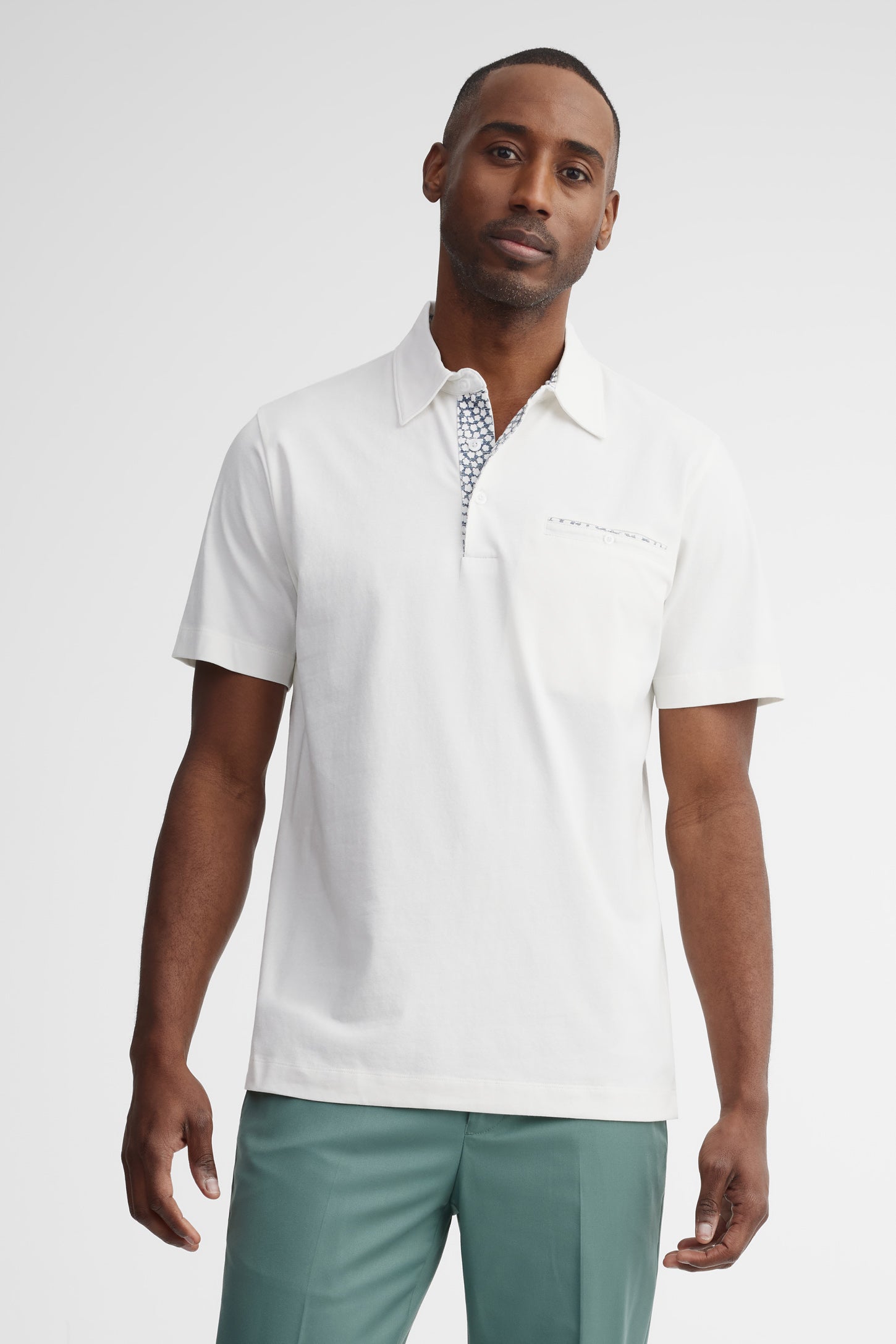 Polo manches courtes semi-ajusté - Homme && BLANC MULTI