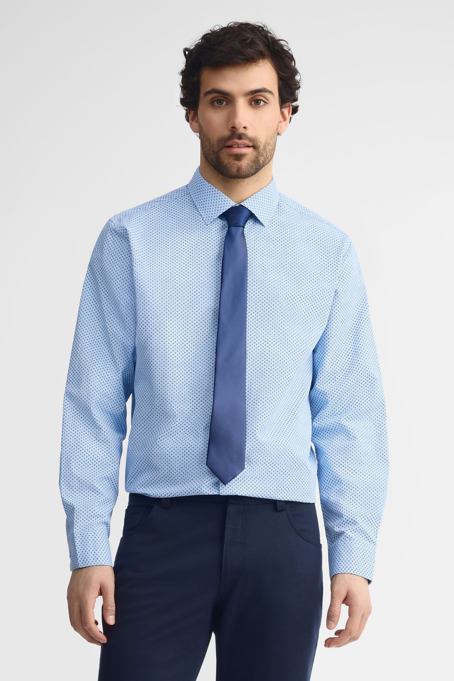 Chemise coupe régulière et cravate - Homme && BLEU
