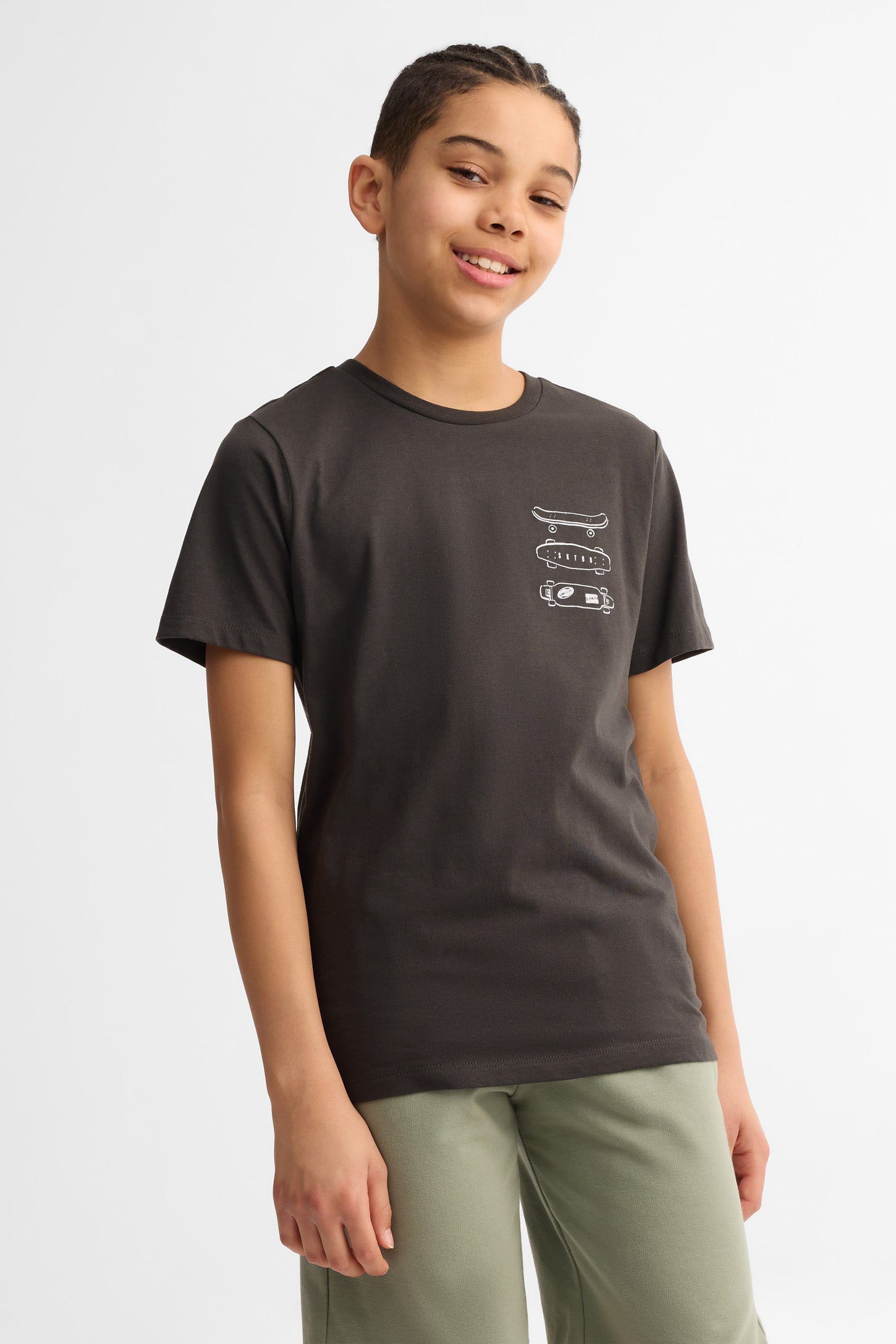 Lot de 2 t-shirts col rond coton - Ado garçon && CHARBON