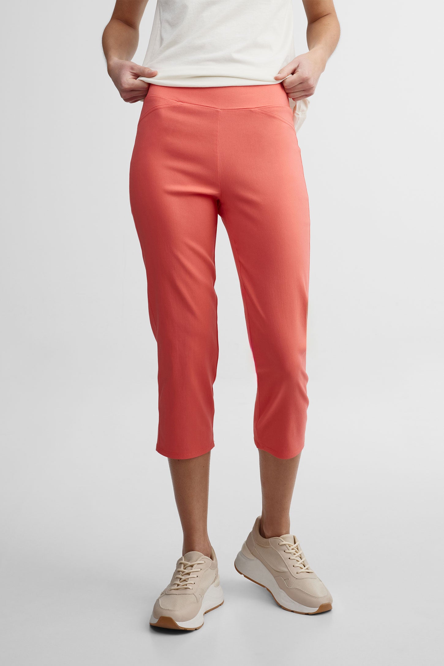 Capri jambe étroite en twill - Femme && CORAIL