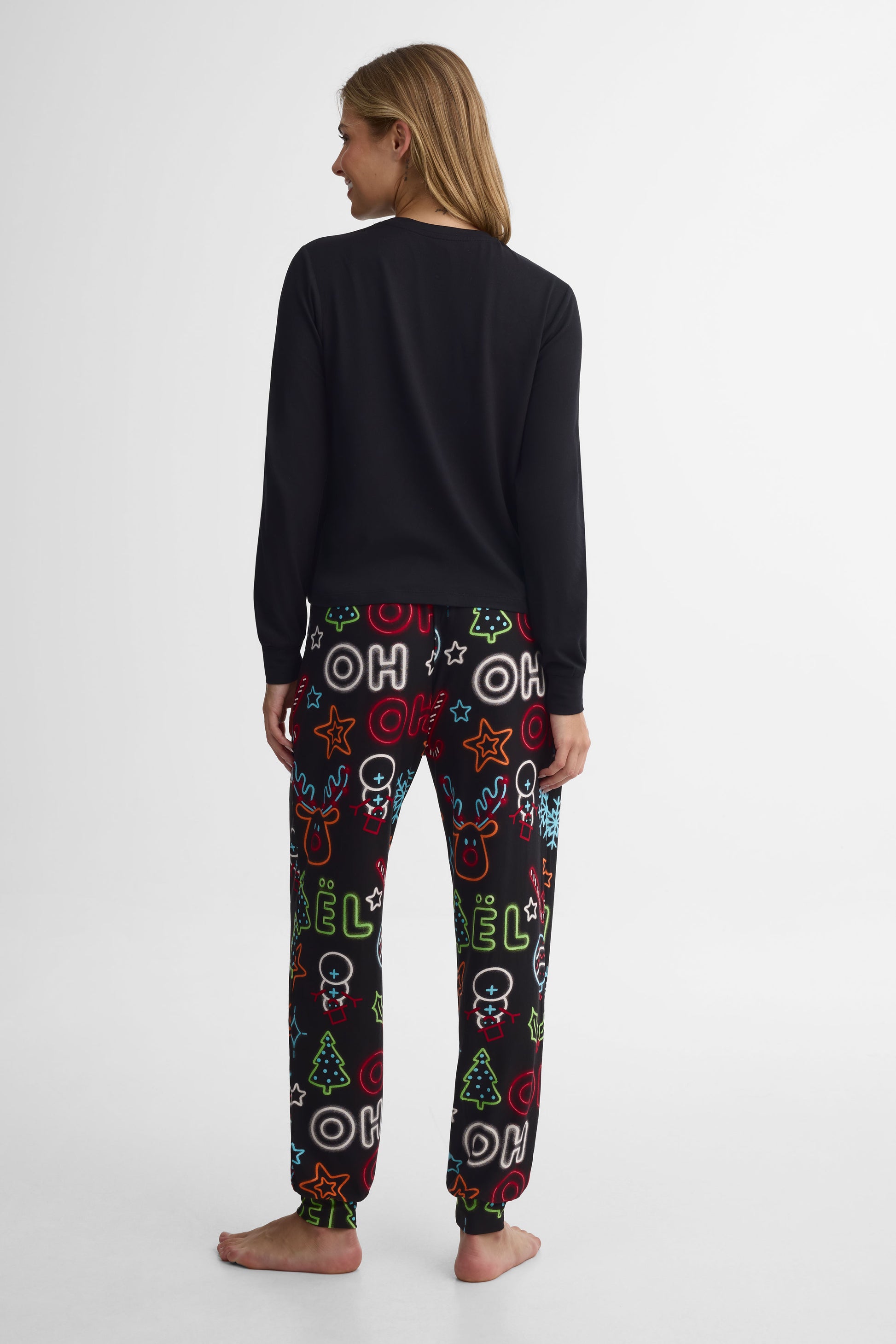 Ensemble pyjama graphique – Femme && NOIR