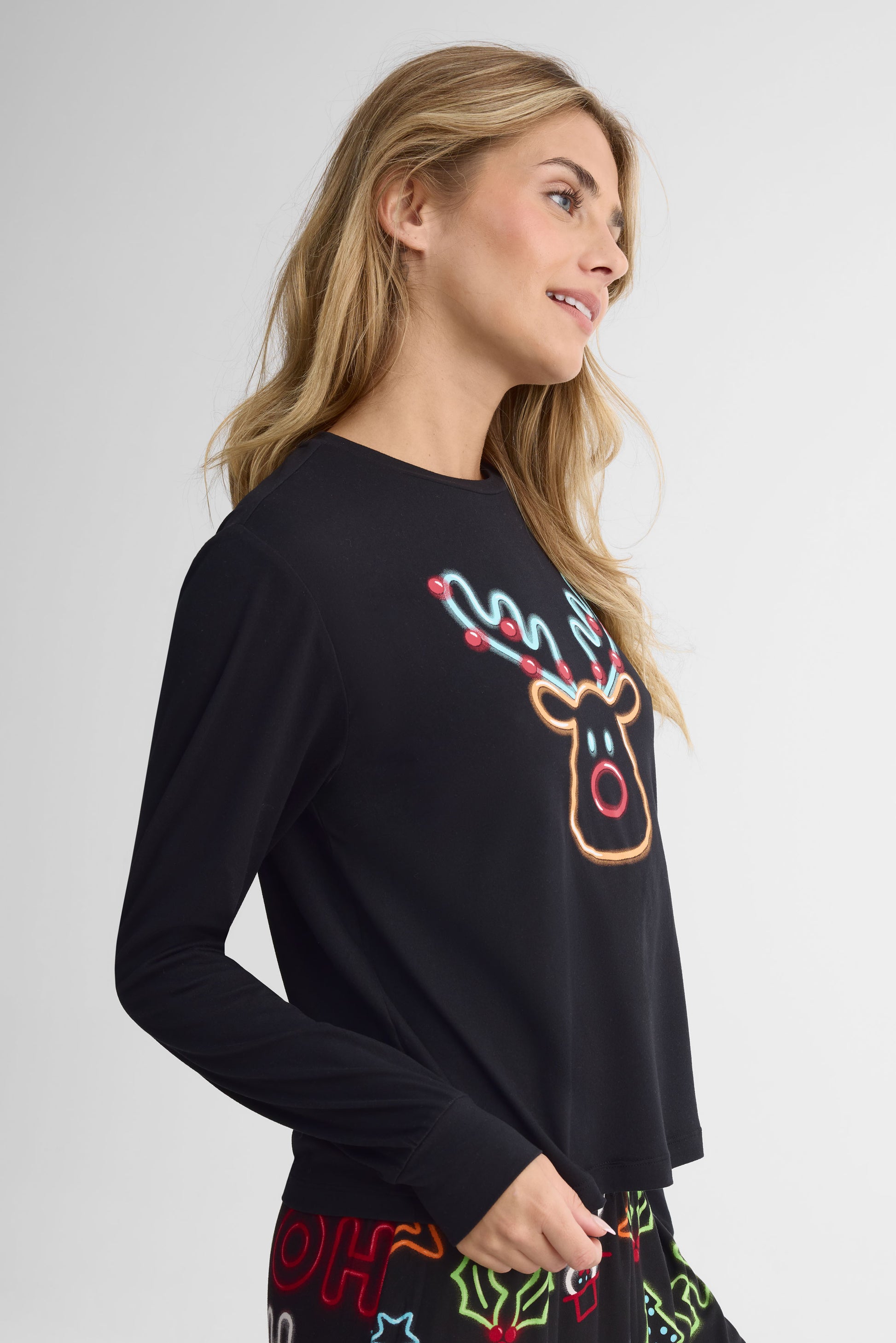 Ensemble pyjama graphique – Femme && NOIR