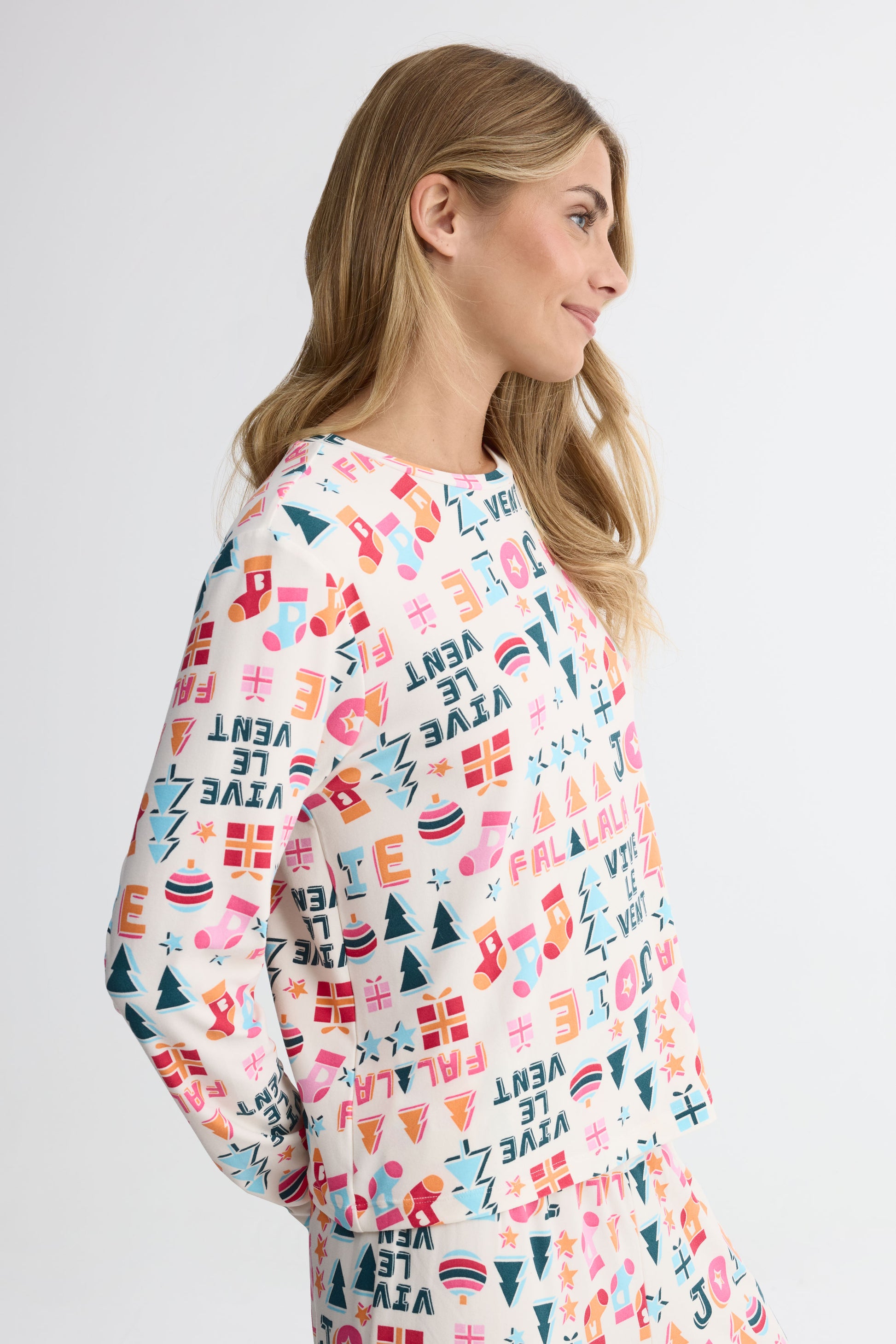 Ensemble pyjama graphique – Femme && BLANC CASSÉ/MULTI