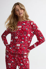 Ensemble pyjama graphique – Femme && ROUGE/MULTI
