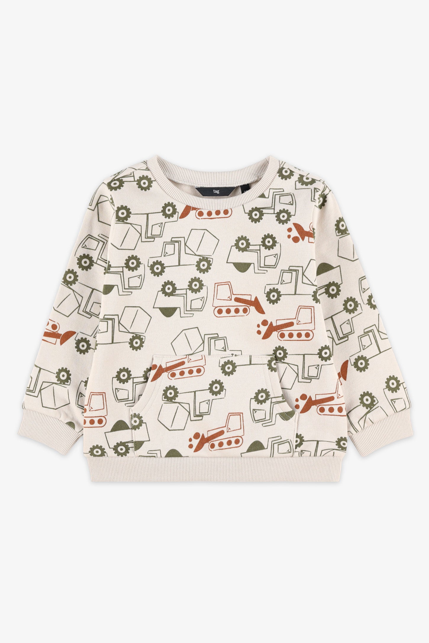 Chandail col rond coton ouaté - Bébé garçon && BEIGE/MULTI