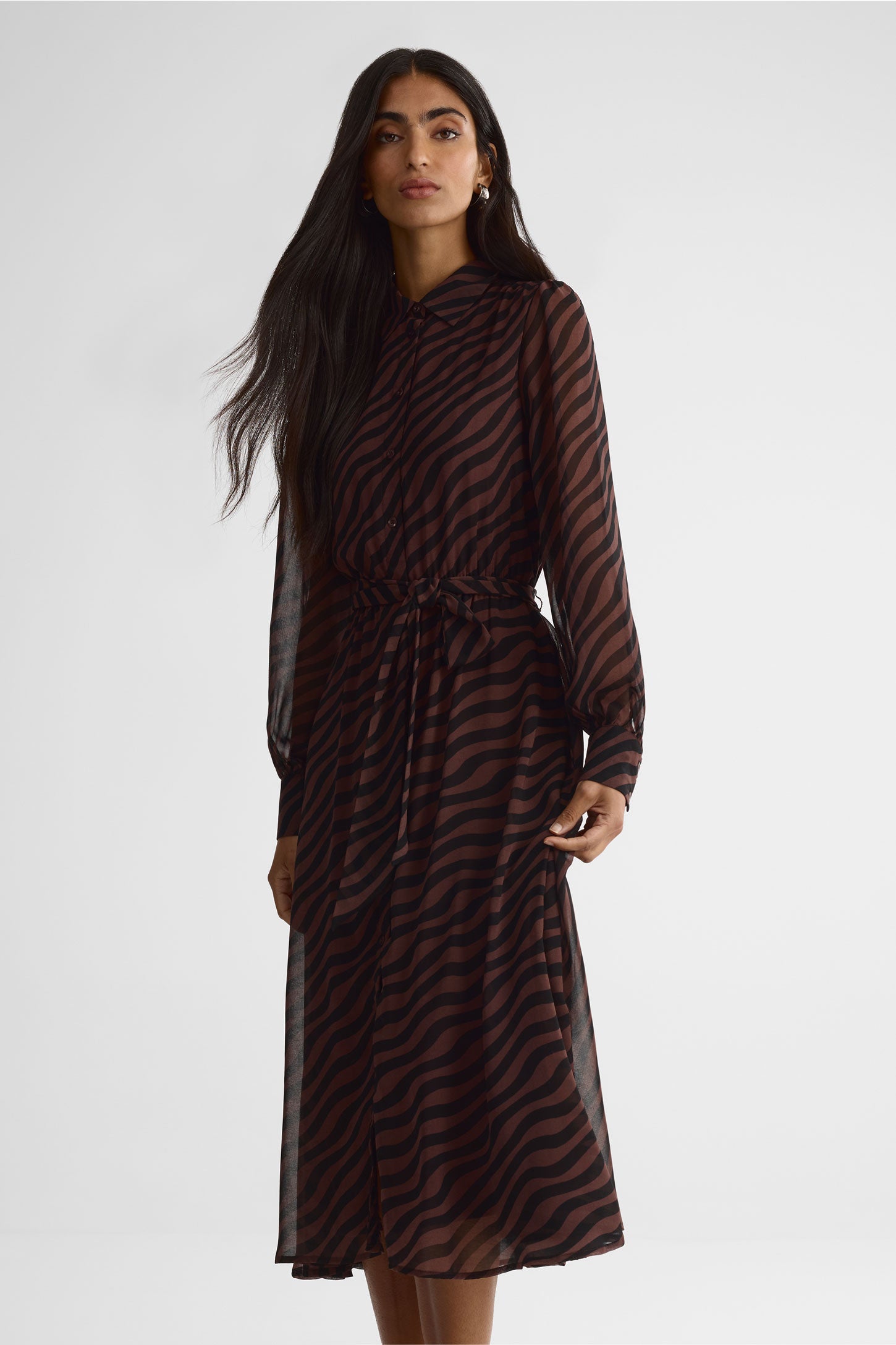 Robe à boutons – Femme && BRUN/MULTI