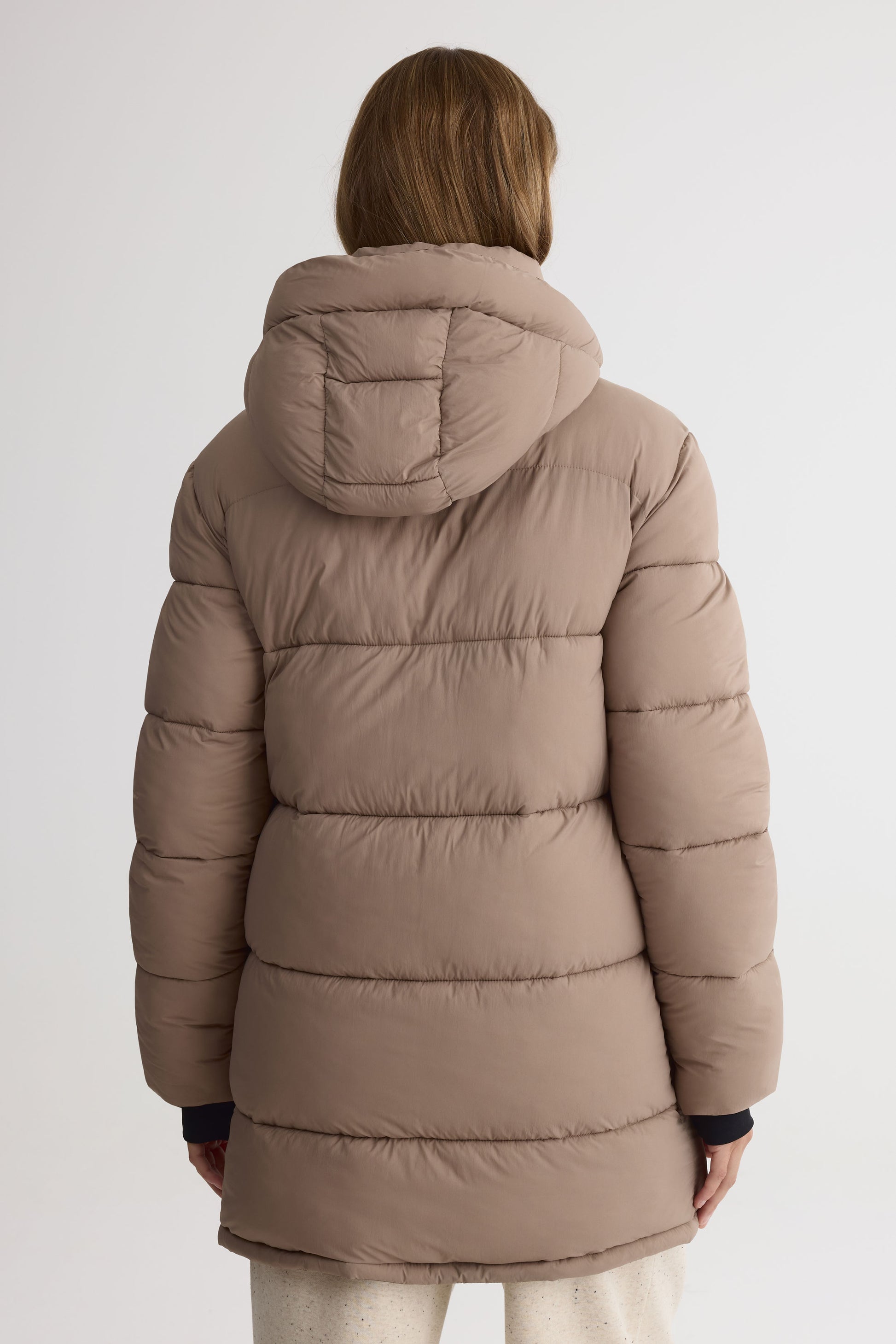 Manteau d'hiver en style puffer mi-long - Femme && TAUPE