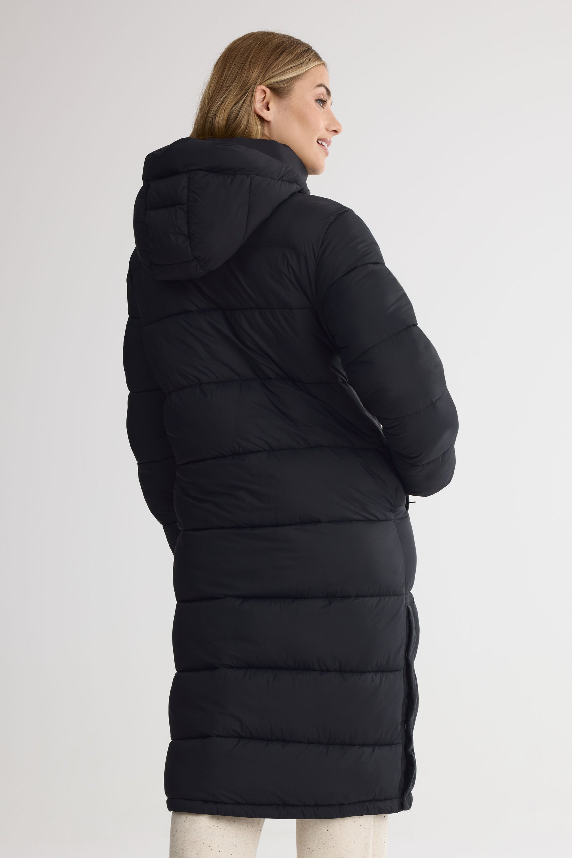 Manteau d'hiver en style puffer long - Femme && NOIR