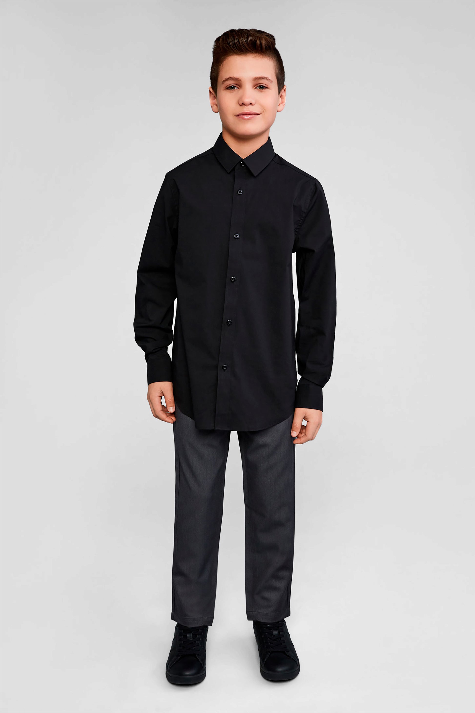 Chemise coupe ajustée - Ado garçon - Aubainerie && NOIR