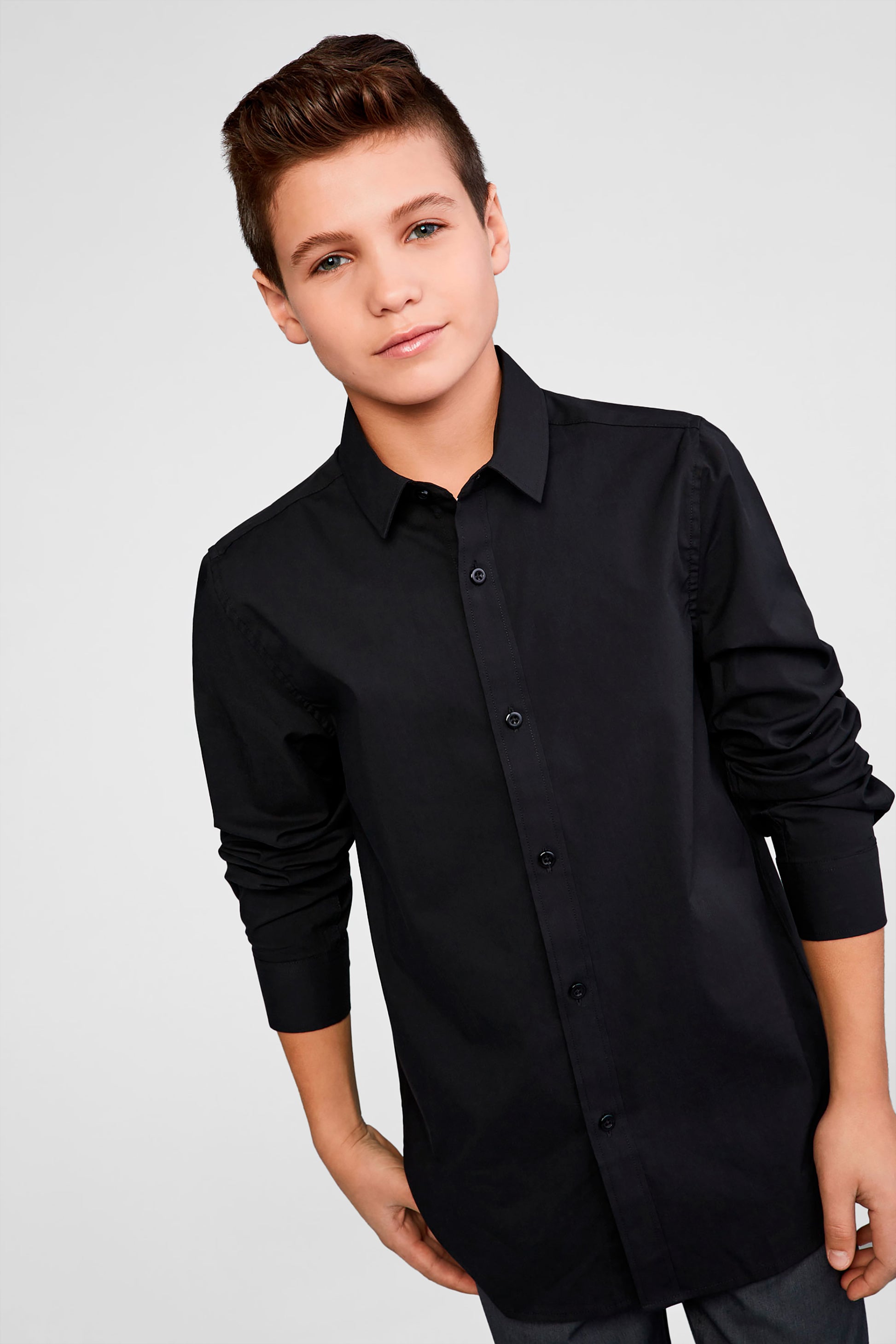 Chemise coupe ajustée - Ado garçon - Aubainerie && NOIR