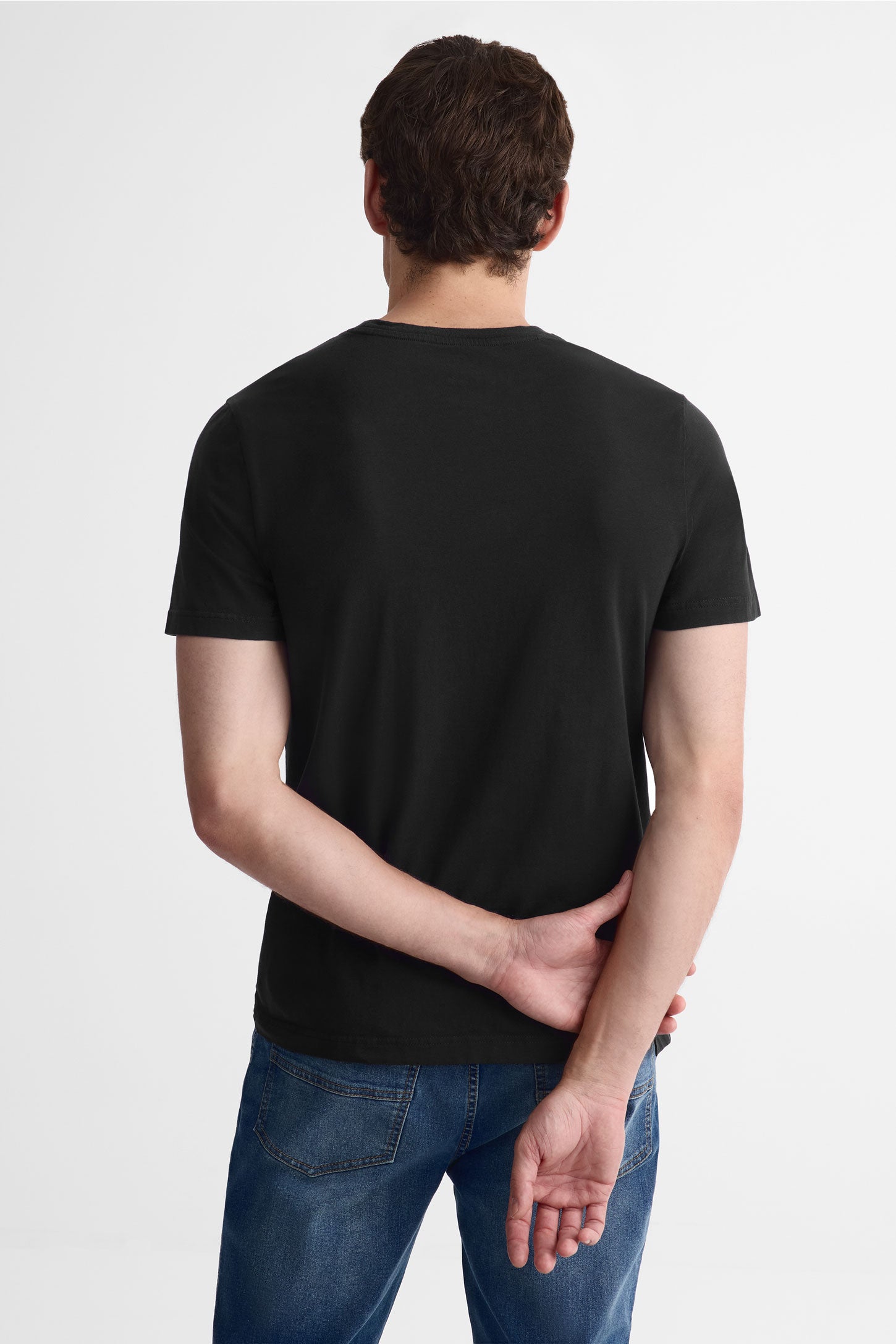 T-shirt col rond coton extensible, 5/50$ - Homme && NOIR