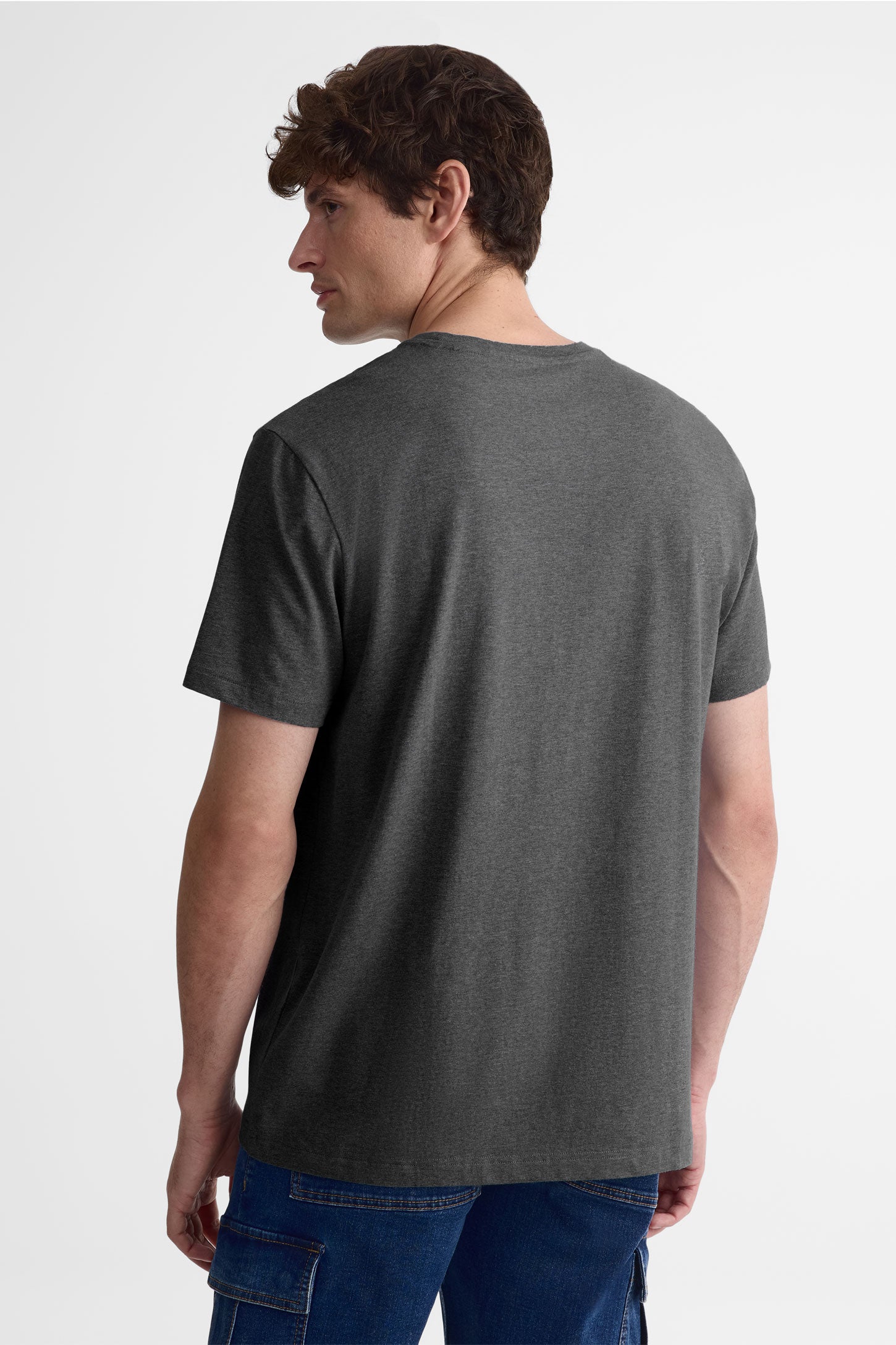 T-shirt col rond coton extensible, 5/50$ - Homme && CHARBON MIXTE