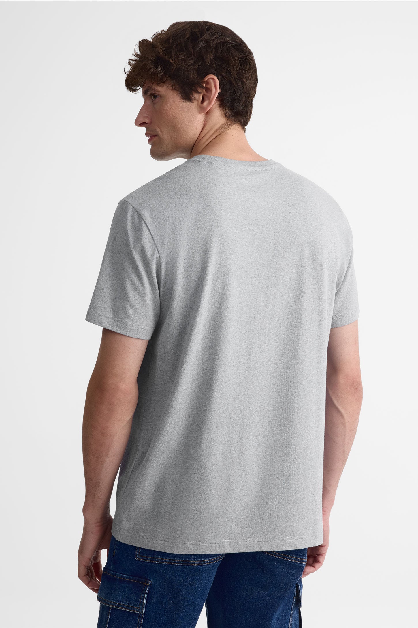 T-shirt col rond coton extensible, 5/50$ - Homme && MIX GRIS CLAIR