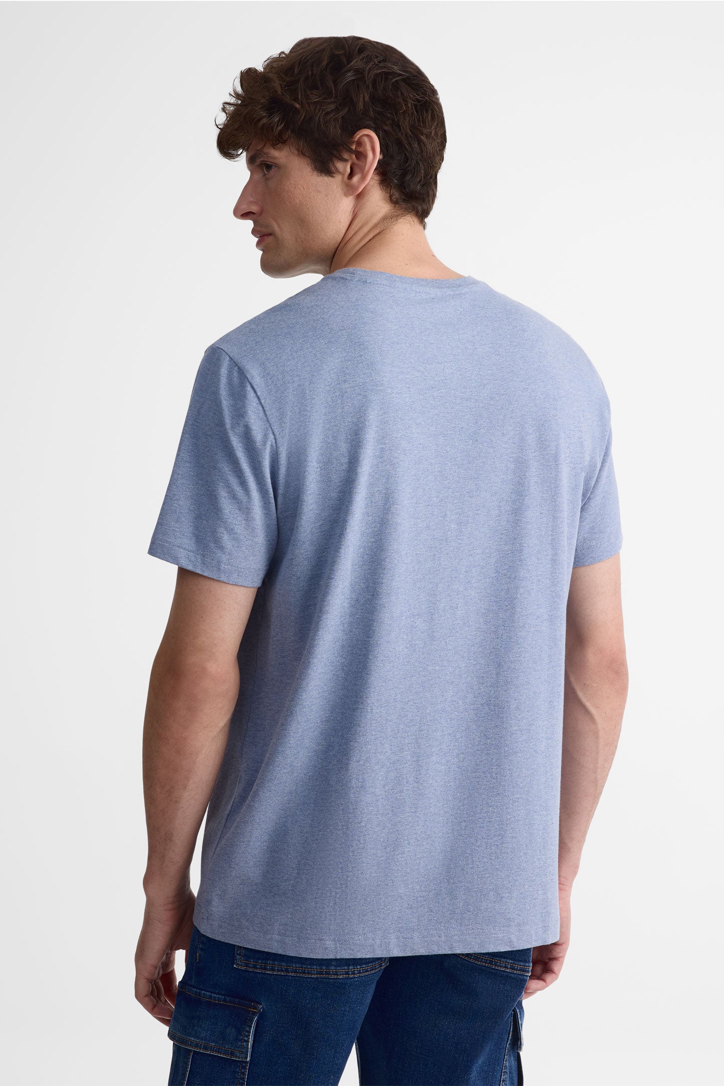T-shirt col rond coton extensible, 5/50$ - Homme && BLEU MIXTE