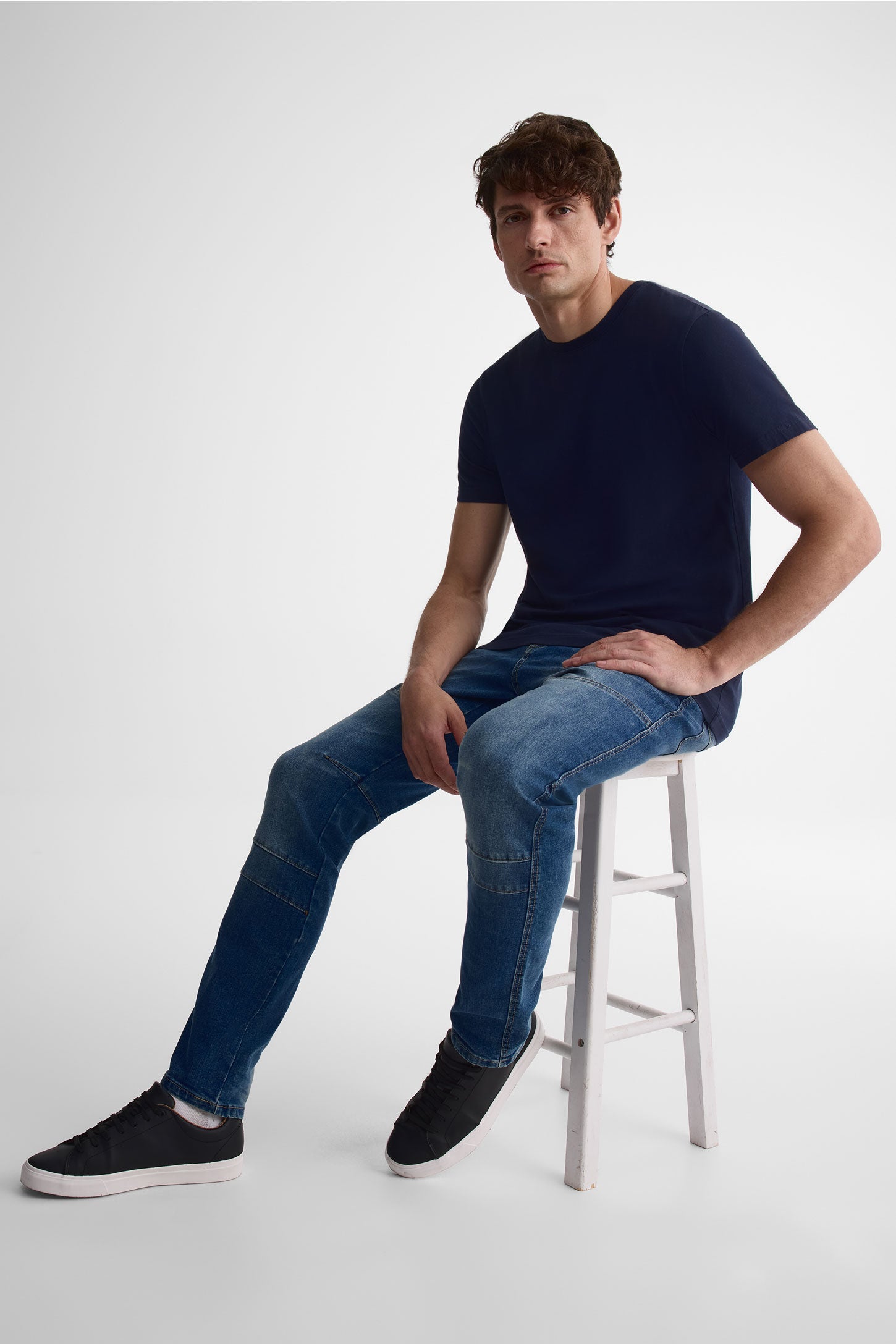 T-shirt col rond coton extensible, 5/50$ - Homme && MARIN