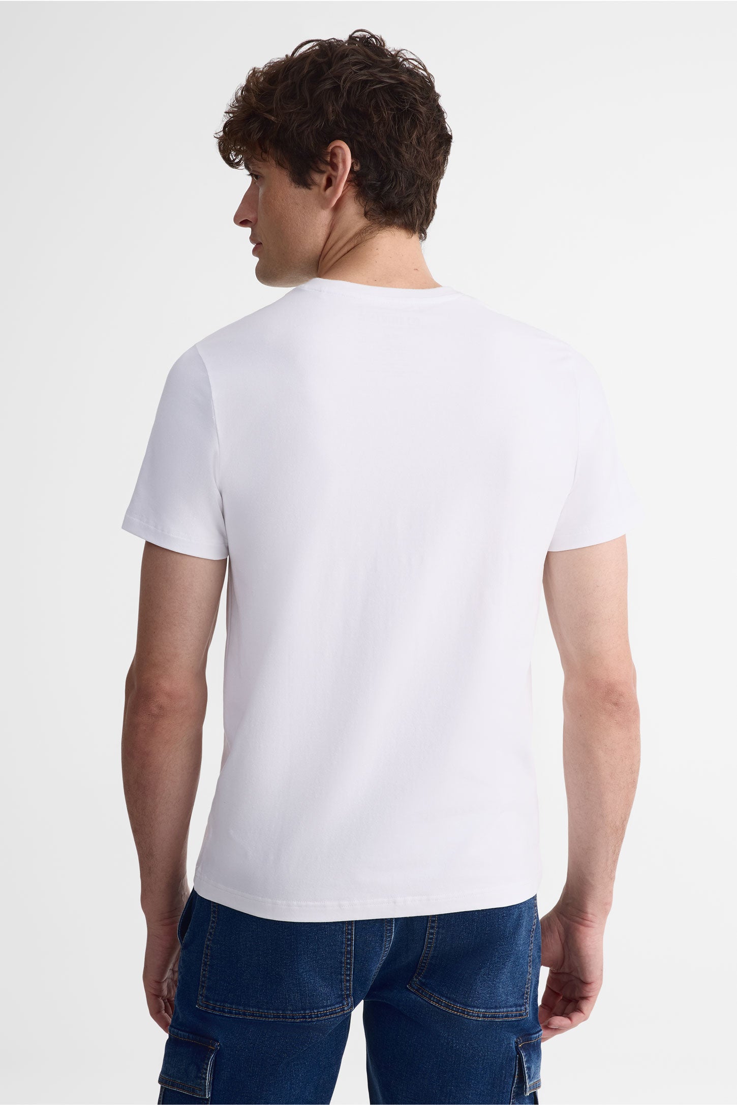T-shirt col V coton extensible, 5/50$ - Homme && BLANC