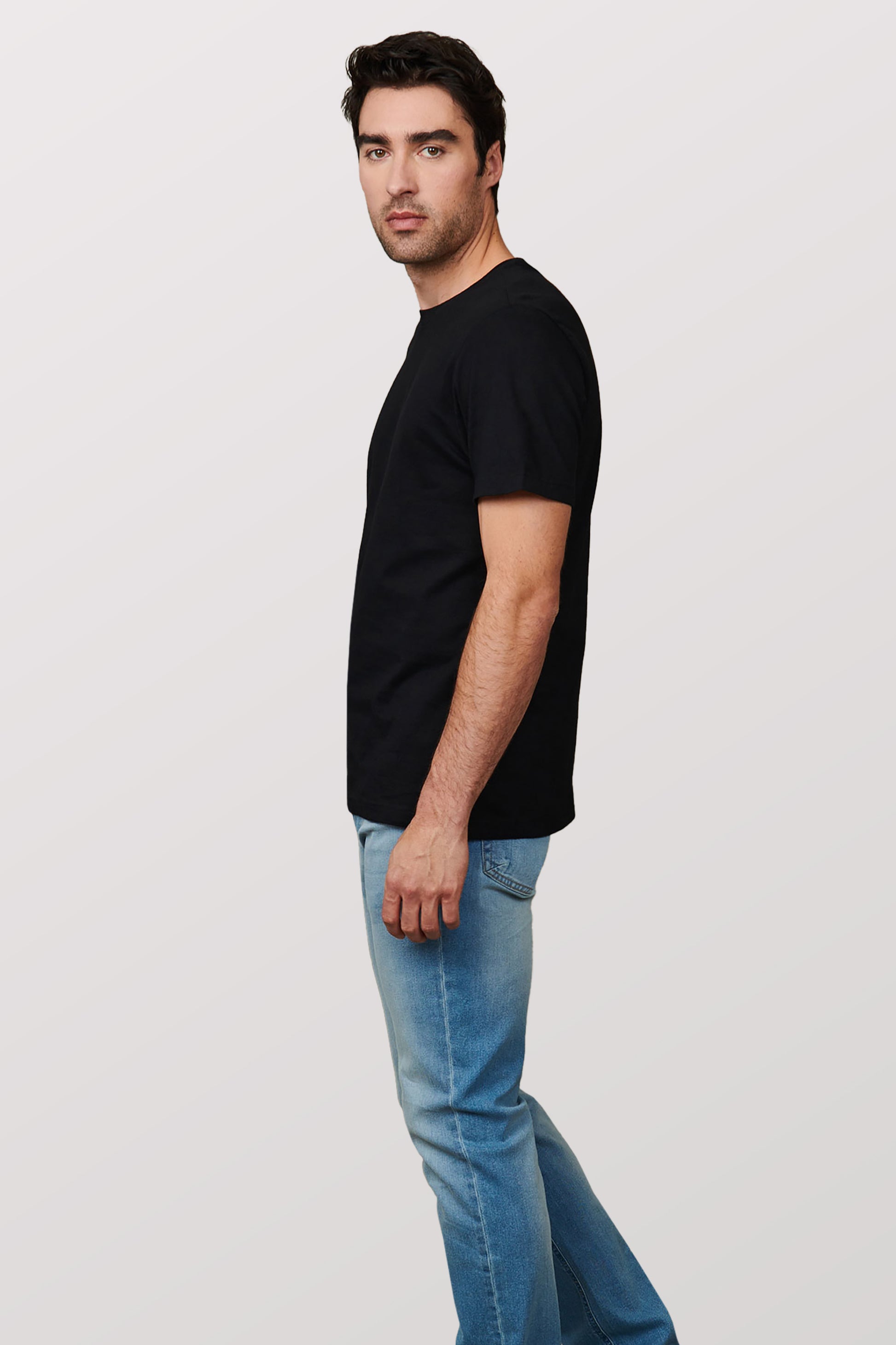 T-shirt col rond, 3/25$ - Homme && NOIR