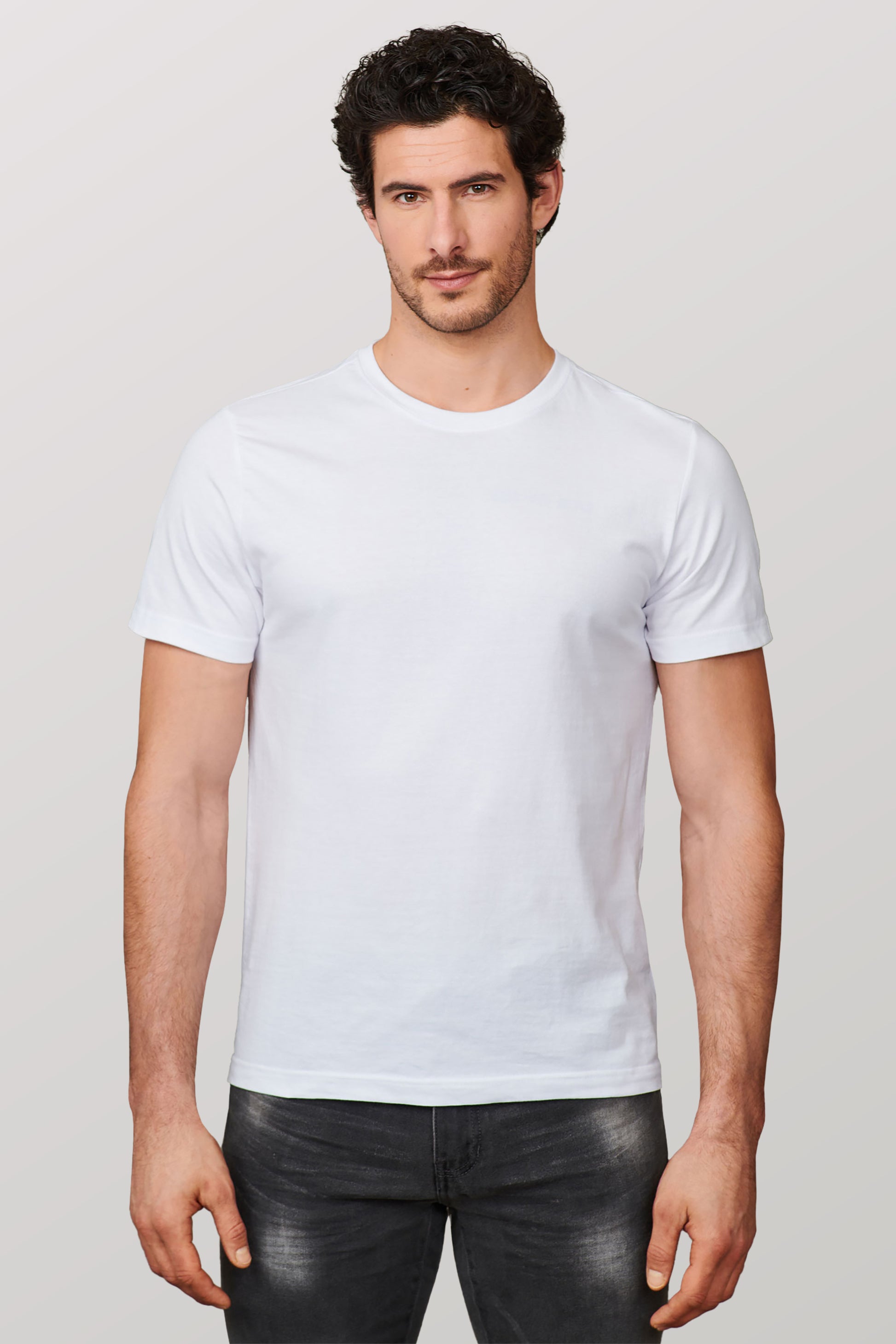 T-shirt col rond, 3/25$ - Homme && BLANC