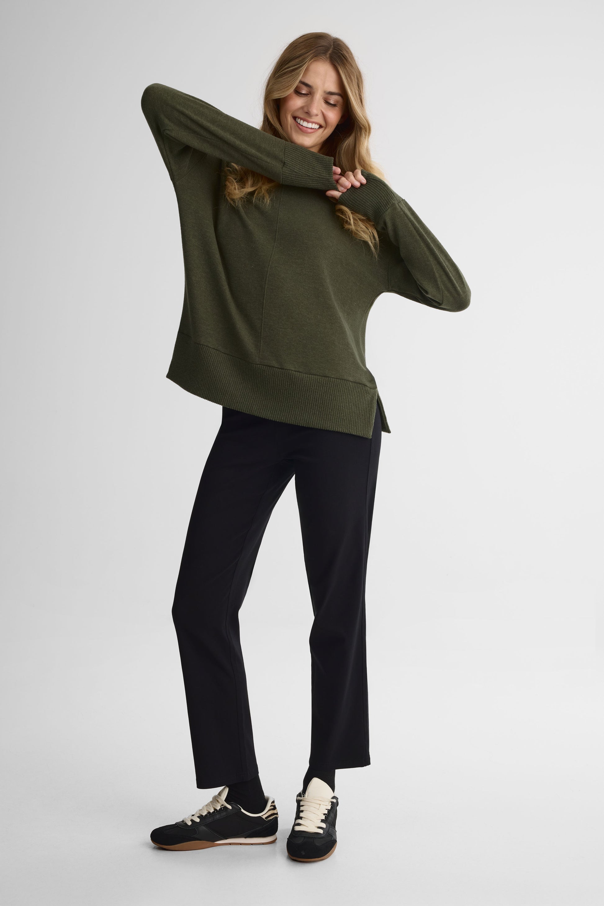 Pantalon en twill extensible - Femme && NOIR
