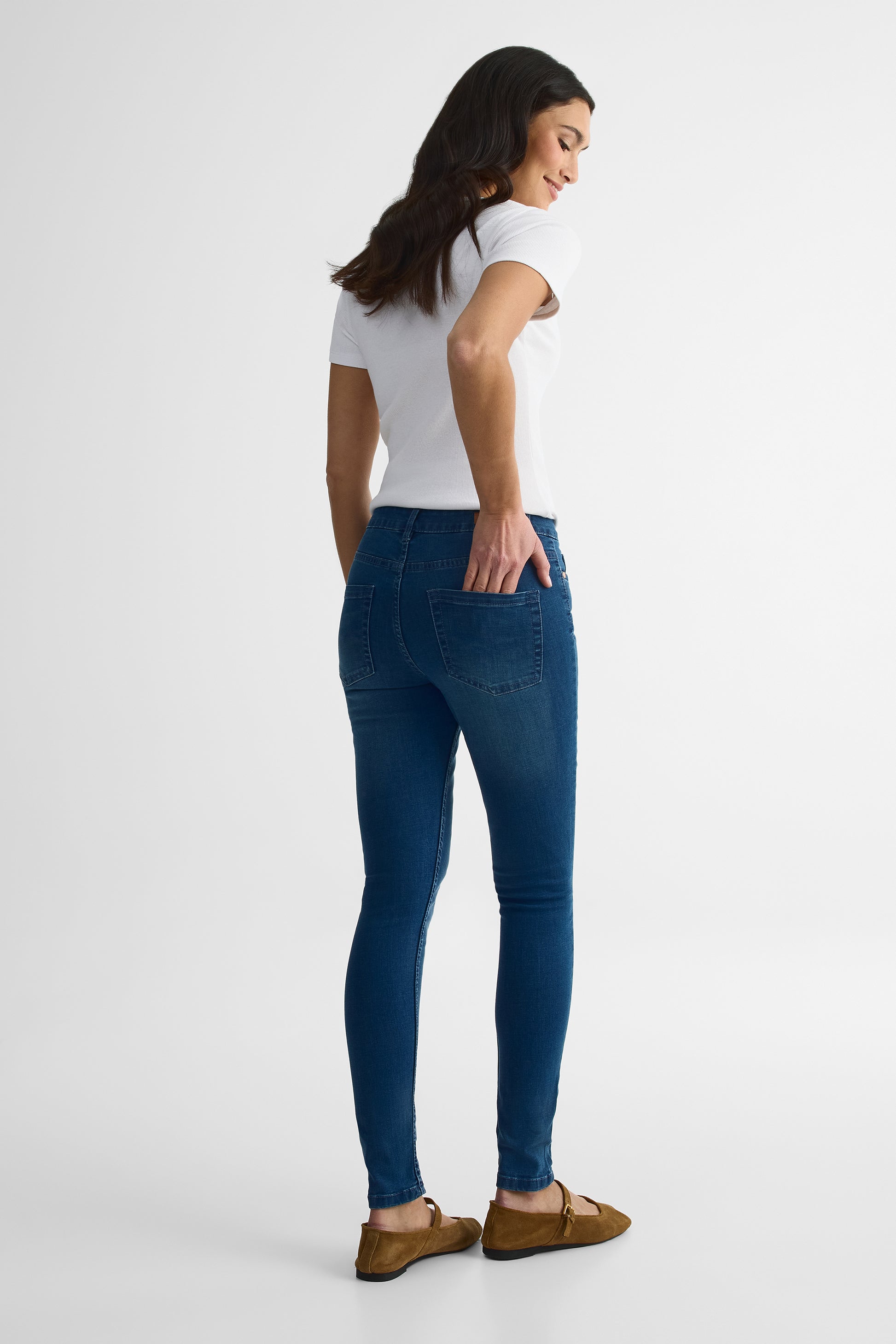 Jeans coupe ajustée 28'' - Femme && BLEU MOYEN