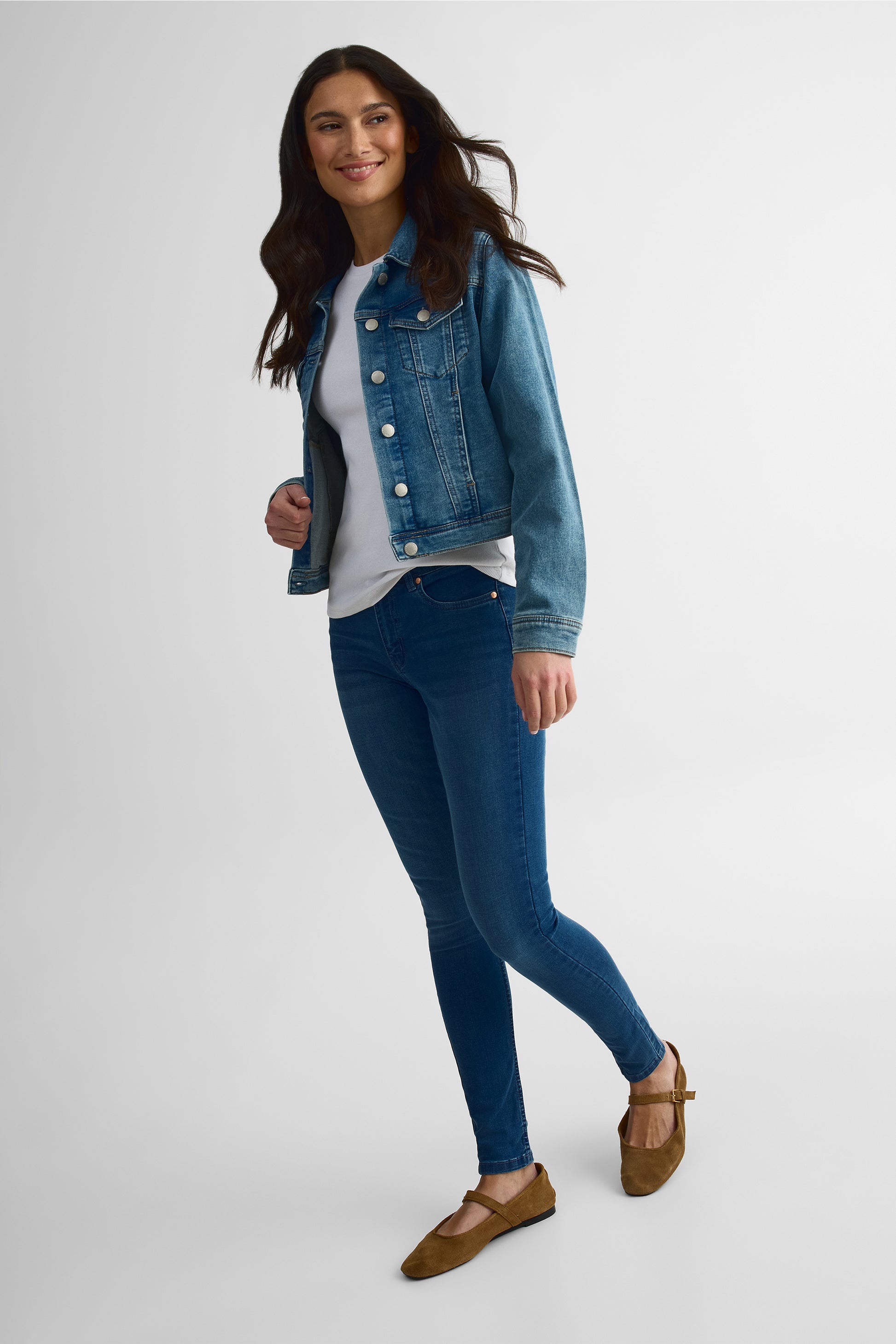 Jeans coupe ajustée 28'' - Femme && BLEU MOYEN
