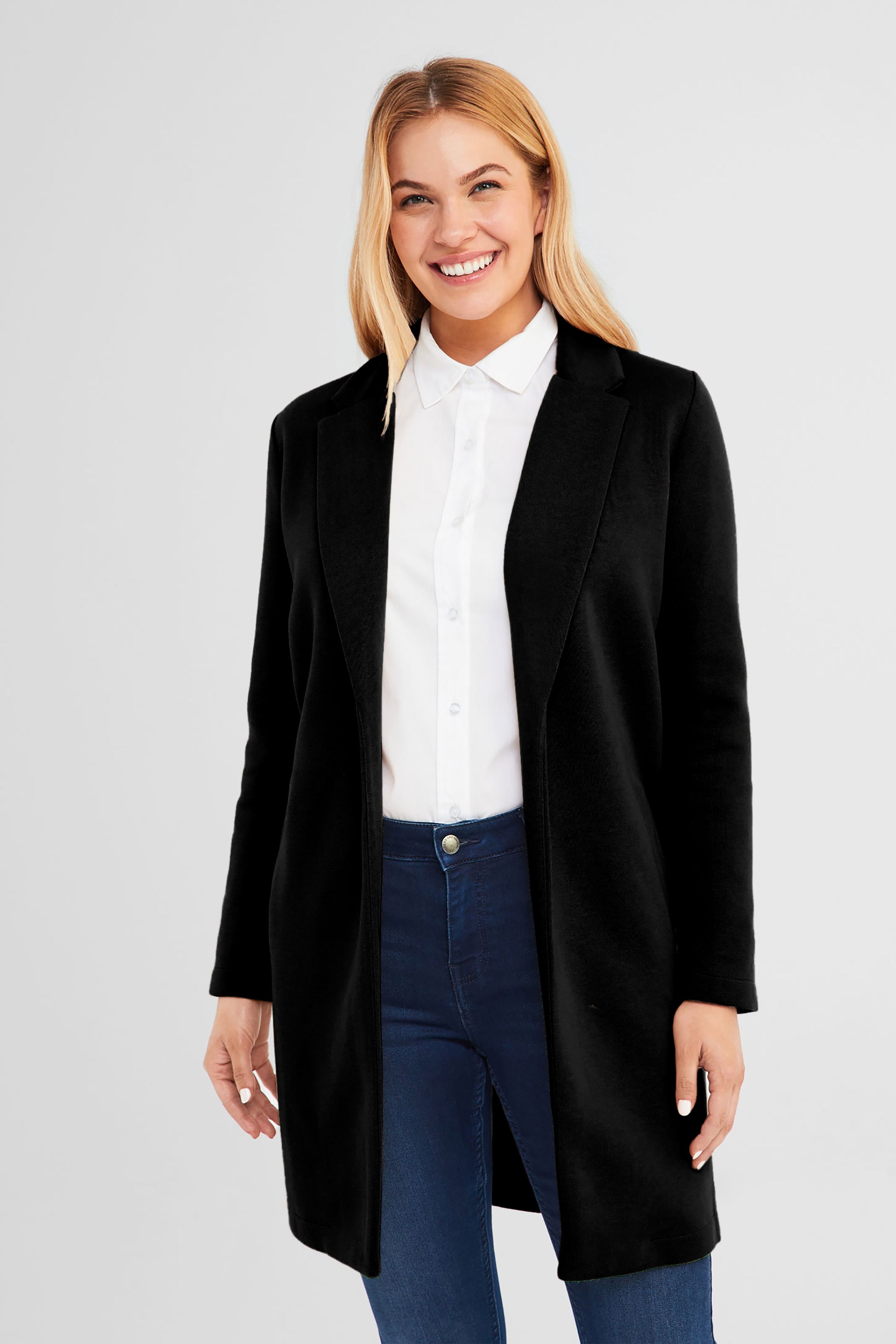 Veste tailleur longue - Femme && NOIR