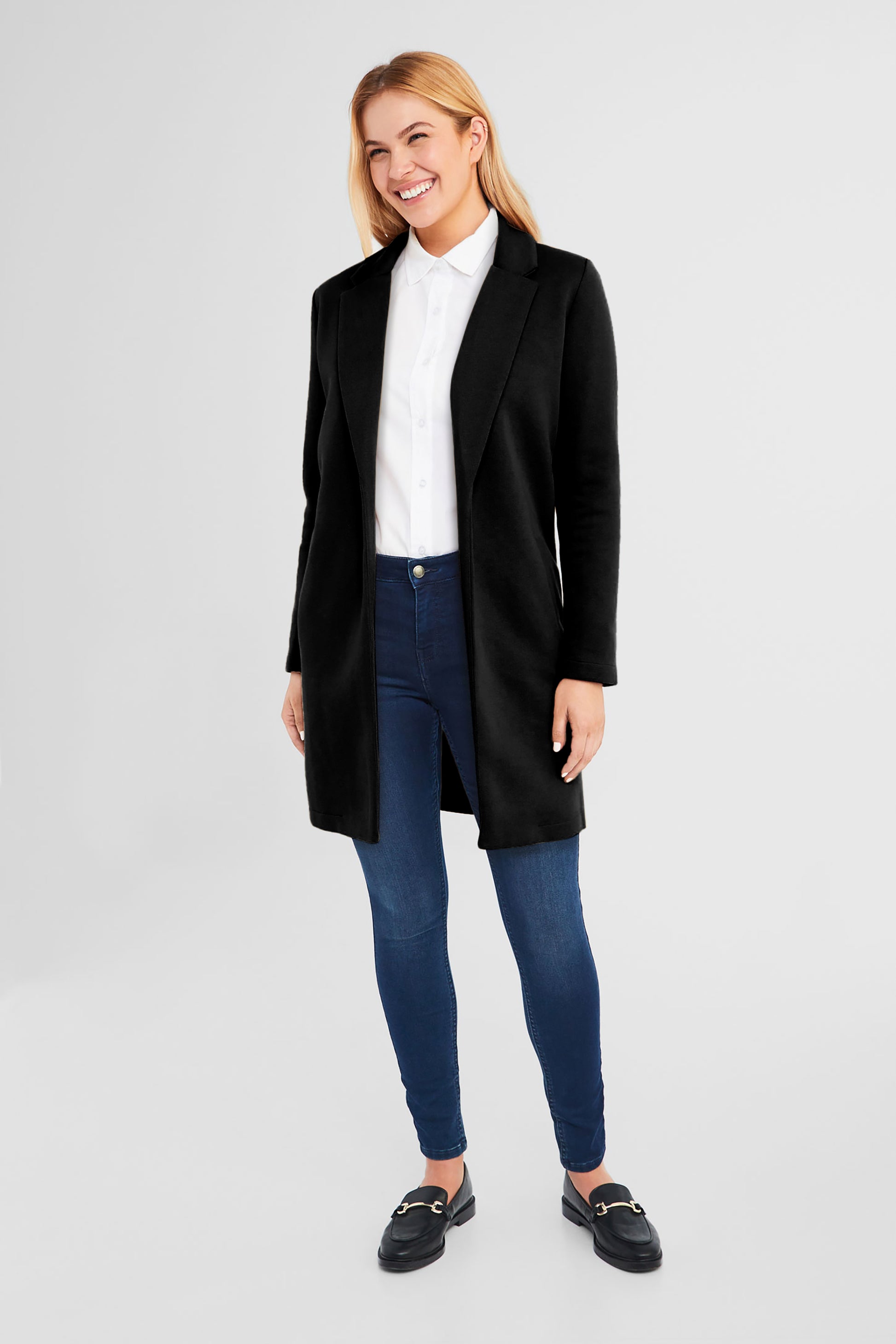 Veste tailleur longue - Femme && NOIR