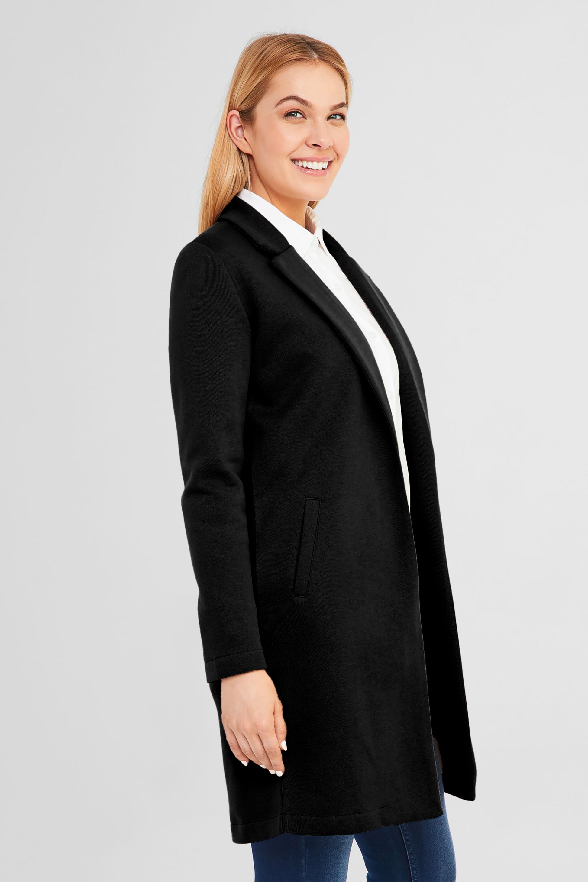 Veste tailleur longue - Femme && NOIR