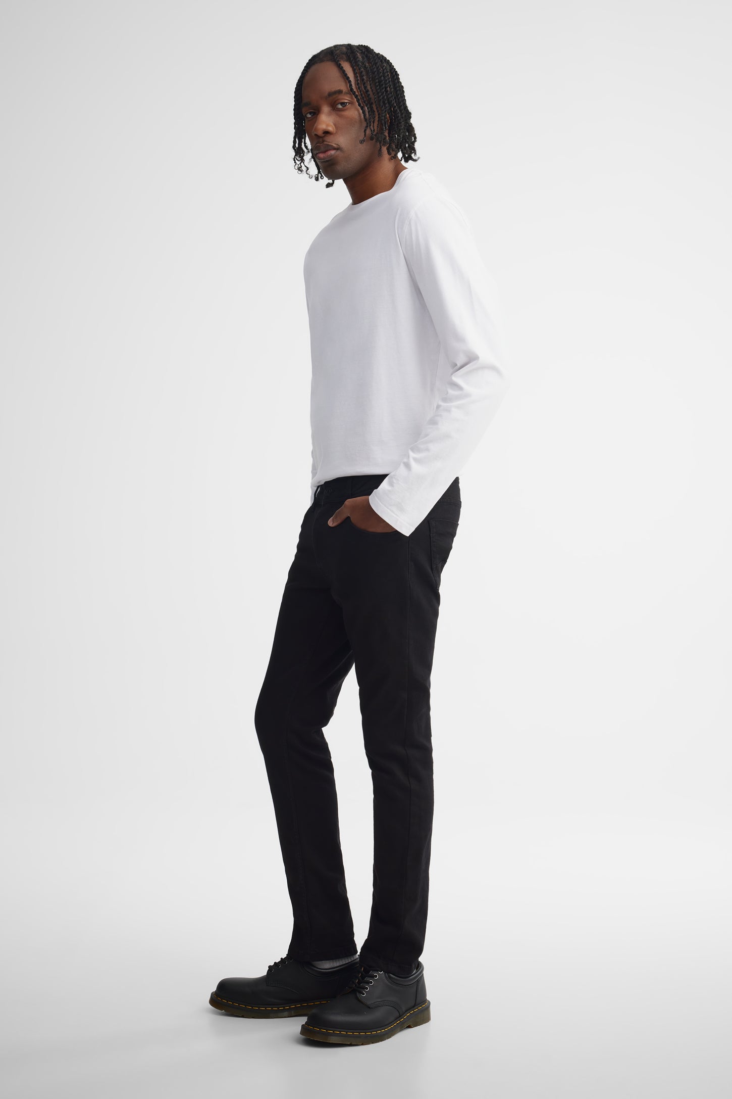 Jeans jambe étroite 30'', coton bio - Homme && NOIR