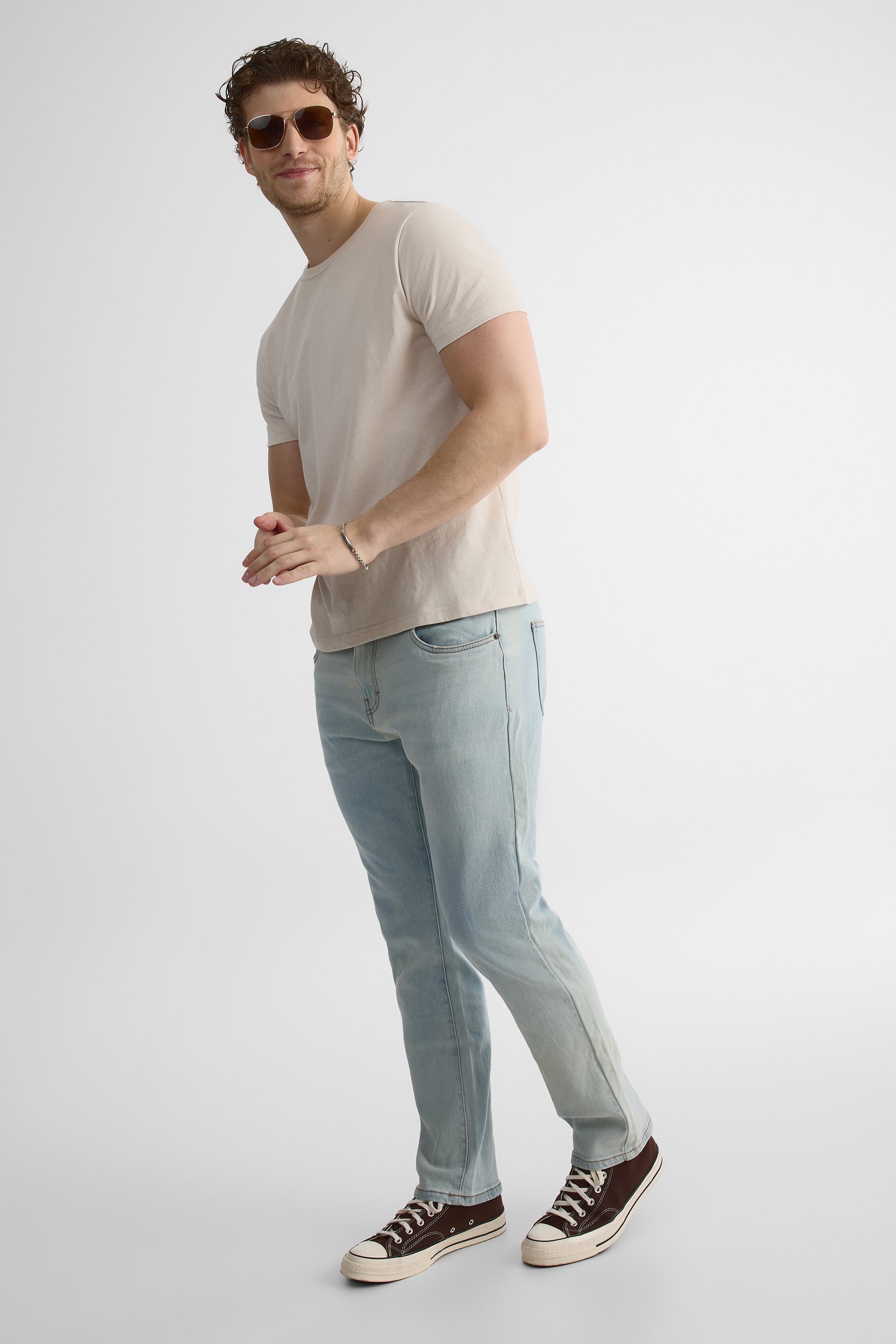 Jeans coupe régulière - Homme && BLEU CLAIR