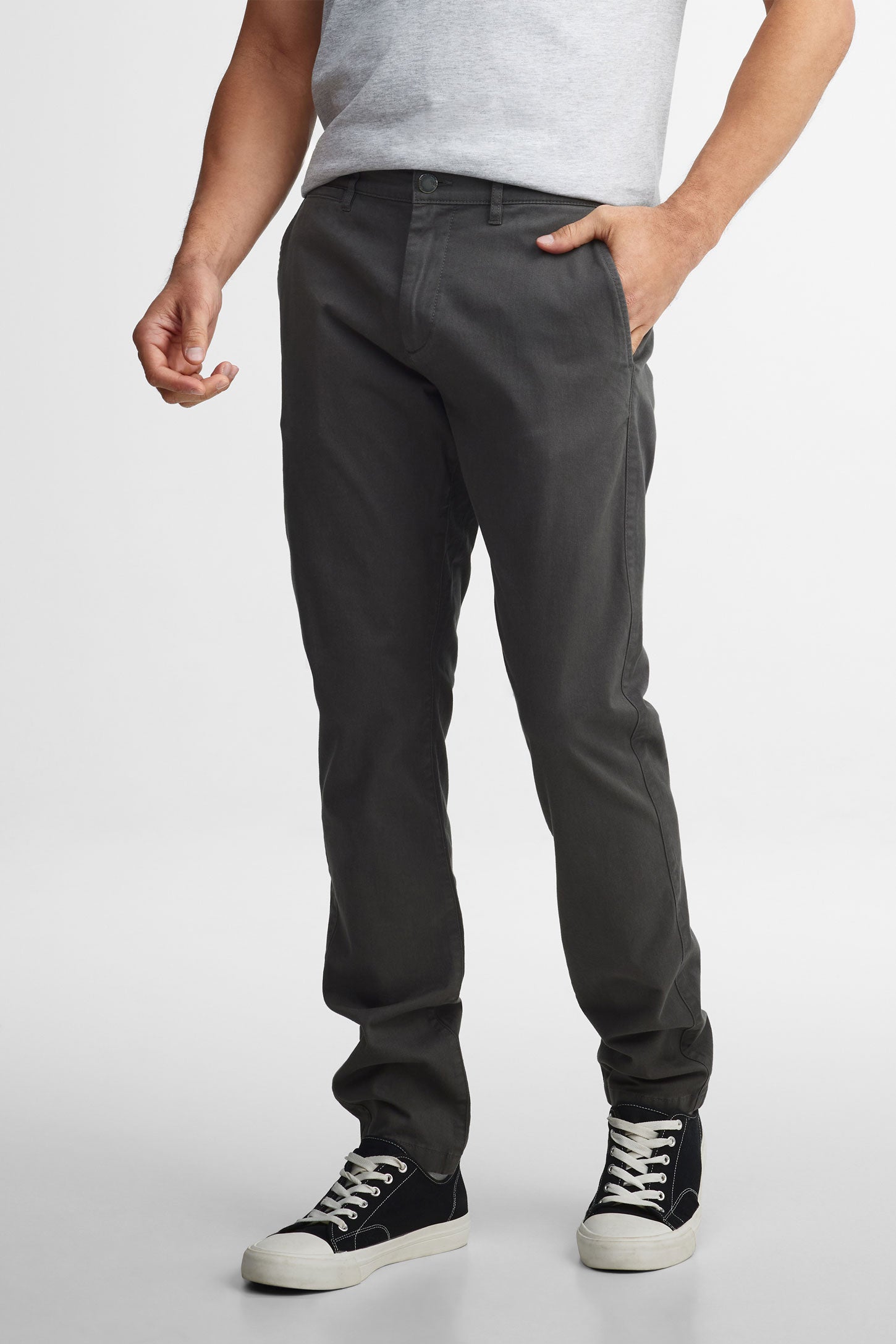 Pantalon chino coupe ajustée - Homme && GRIS FONCE
